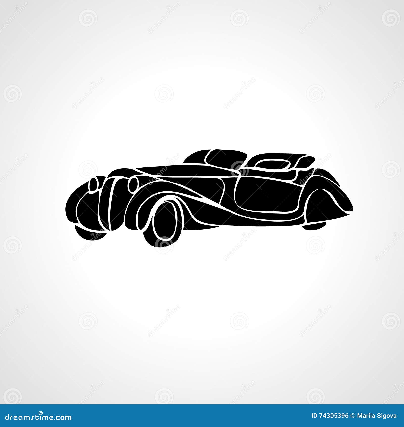 Cars Outline Clipart-Classic Car silhouette icon on white background vector