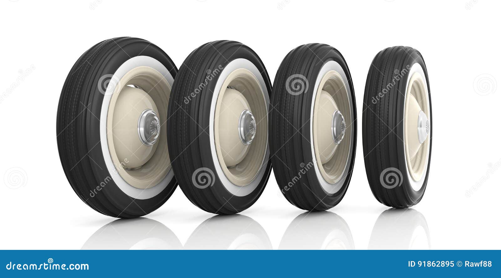 Classic Car Tyres Isolated On White 3d Illustration Stock focus for Extraordinary classic car tyres you should have