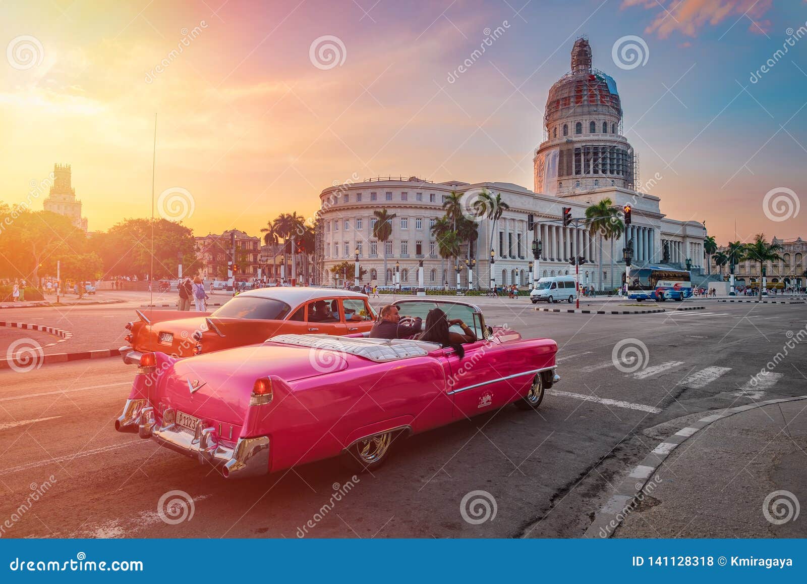 Classic Cars in Havana Near the Capitol at Sunset Editorial Stock Photo ...