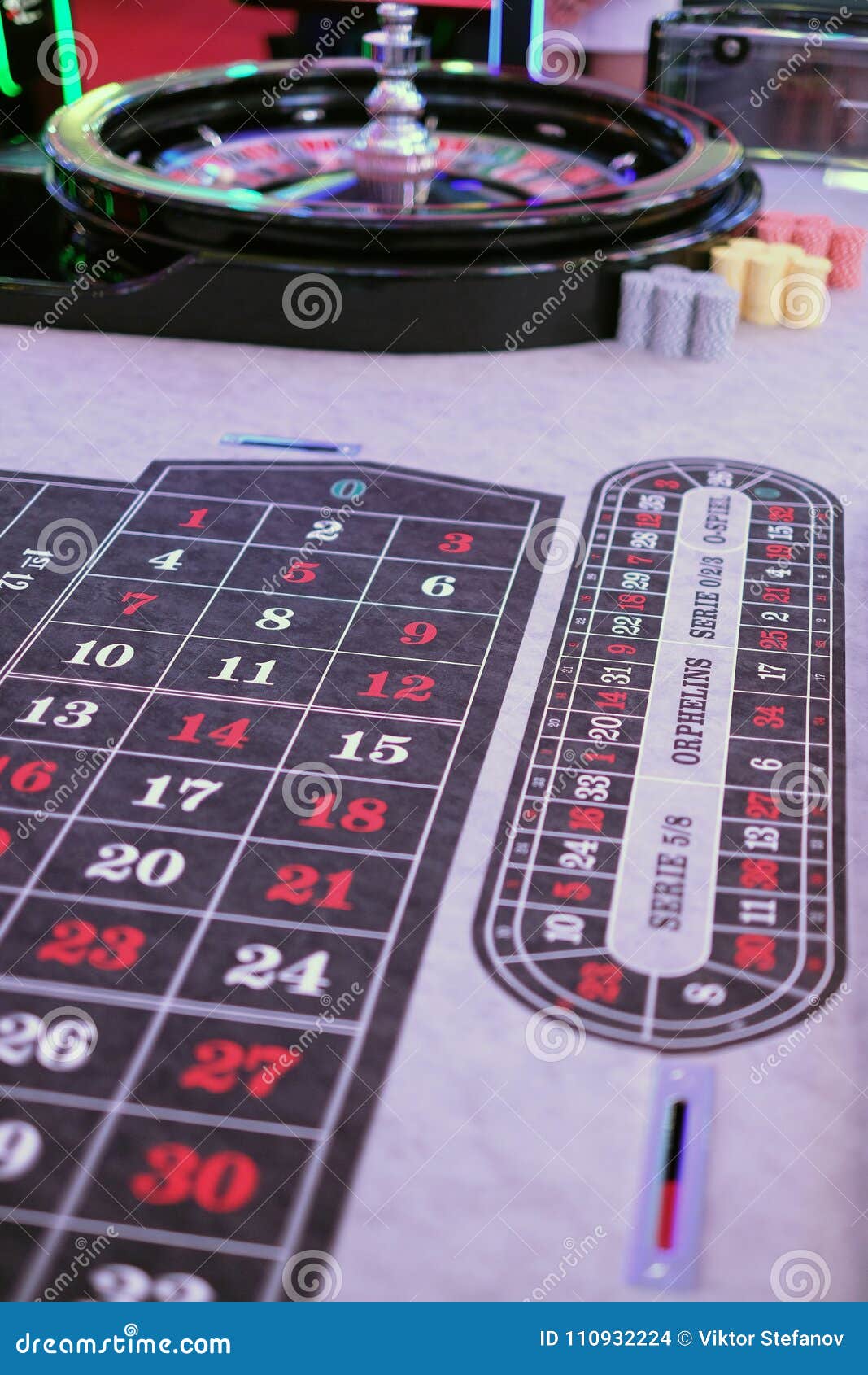 Classic Casino Roulette Wheel and Chips Stock Photo Image of city, betting 110932224