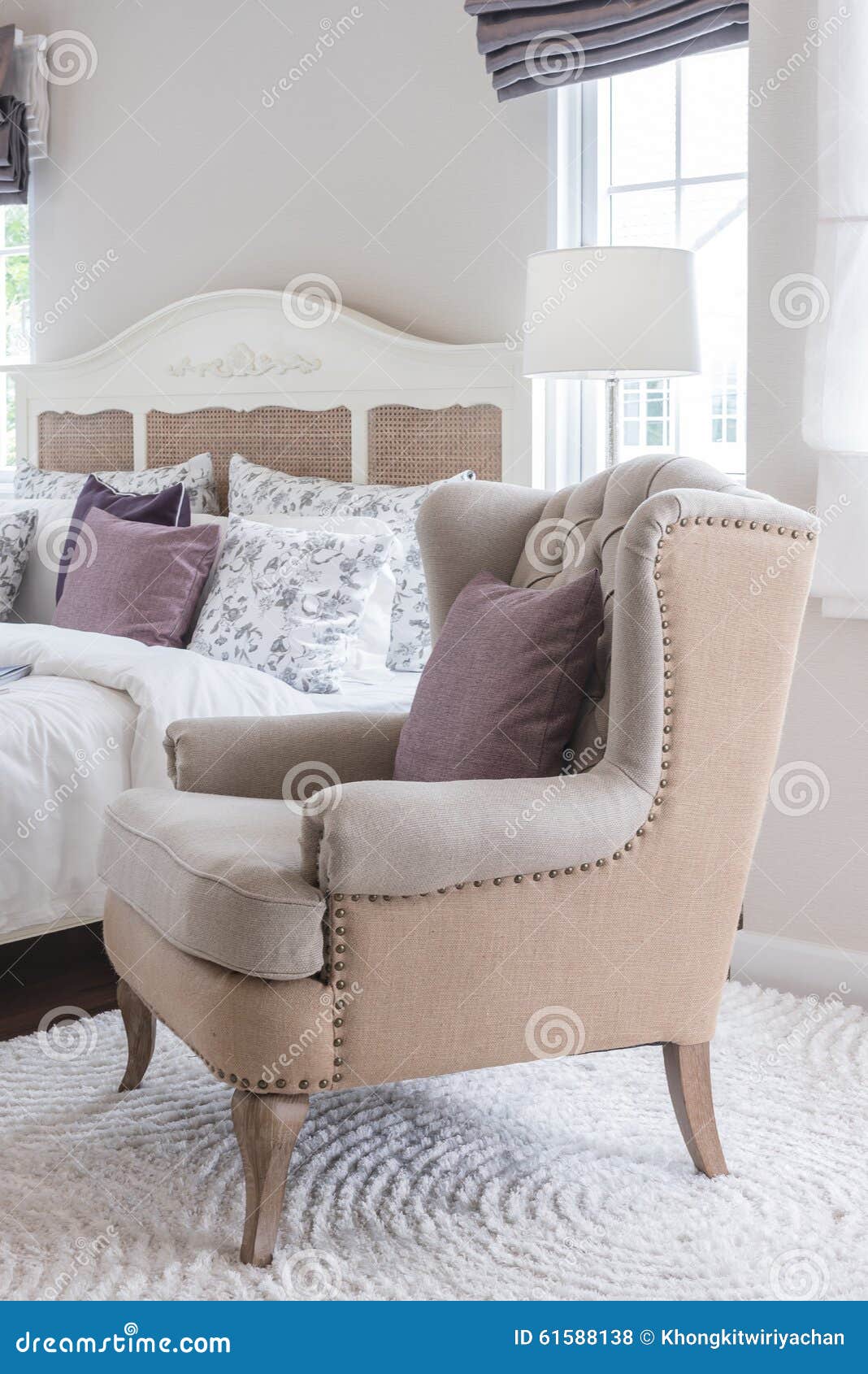 Classic Chair on Carpet with Pillow Stock Photo Image of beautiful