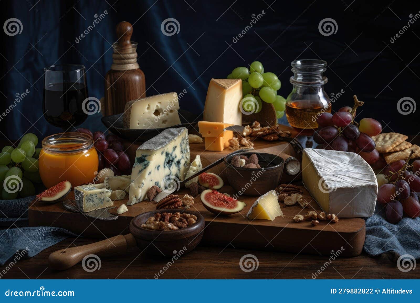 classic cheeseboard with variety of ferments and cheeses