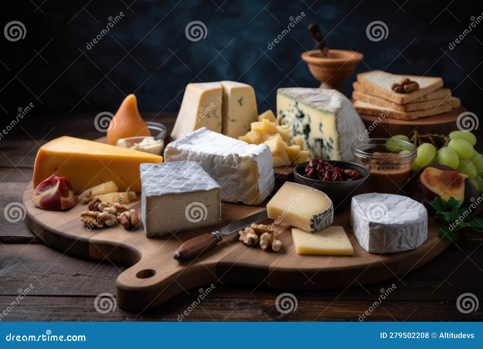 classic cheeseboard with variety of ferments and cheeses