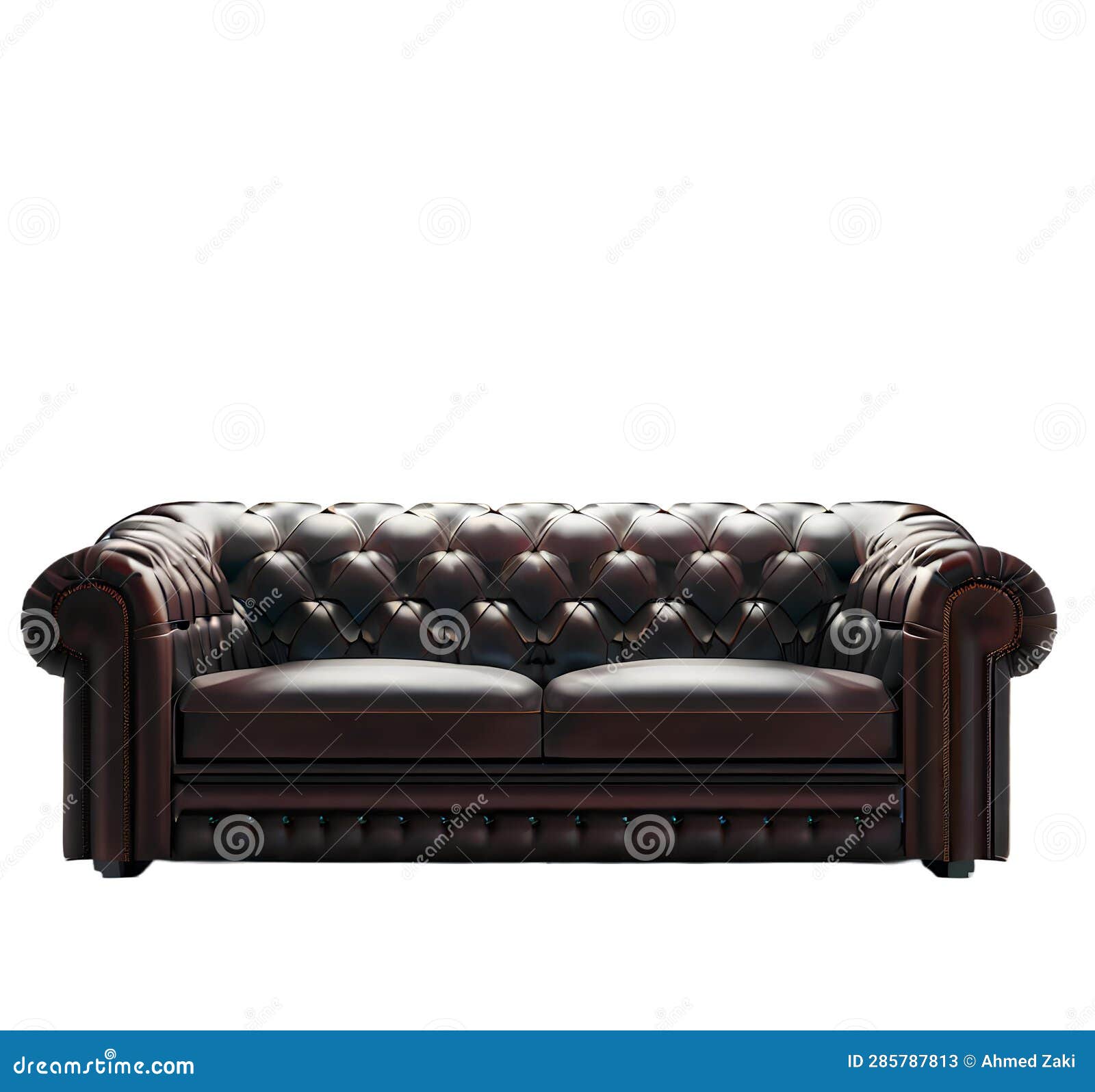 A Classic Chesterfield Sofa, Upholstered in Rich, Dark Leather, Set