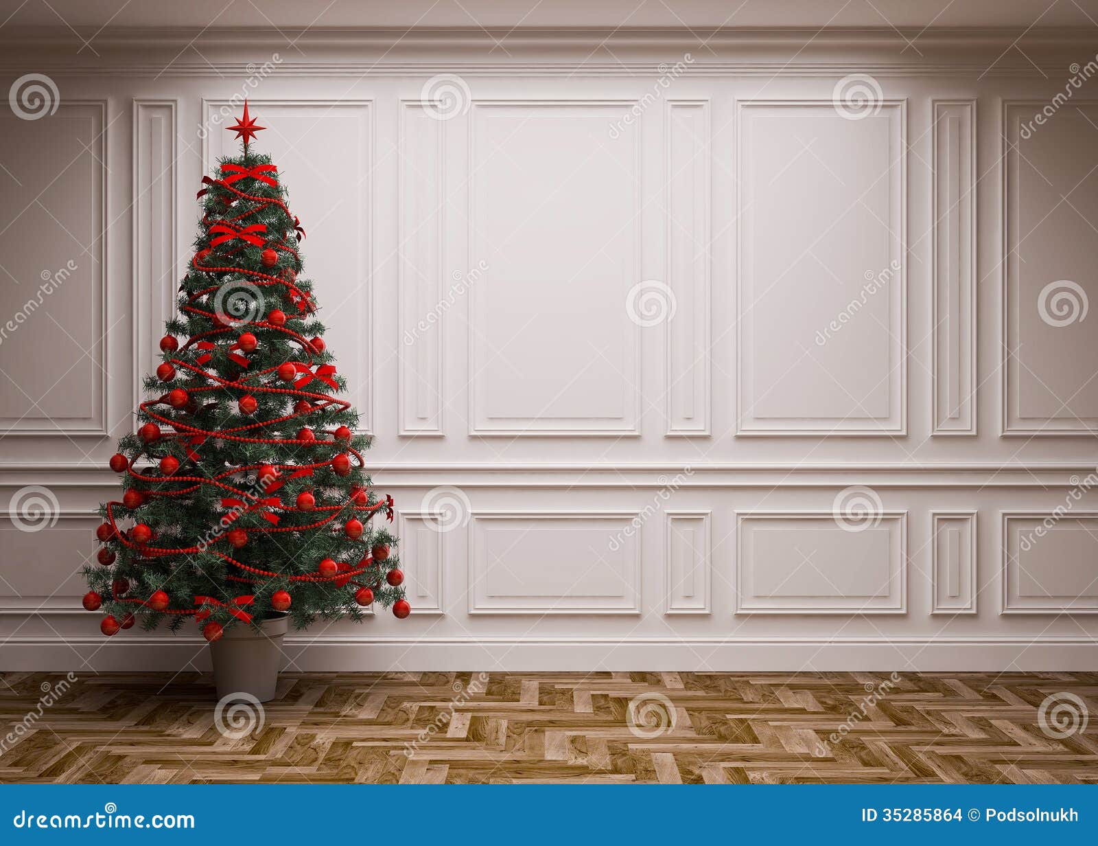 Classic Christmas Interior Stock Illustration Illustration Of