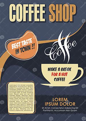 Classic Coffee Shop Poster Template Design Stock Vector Illustration 