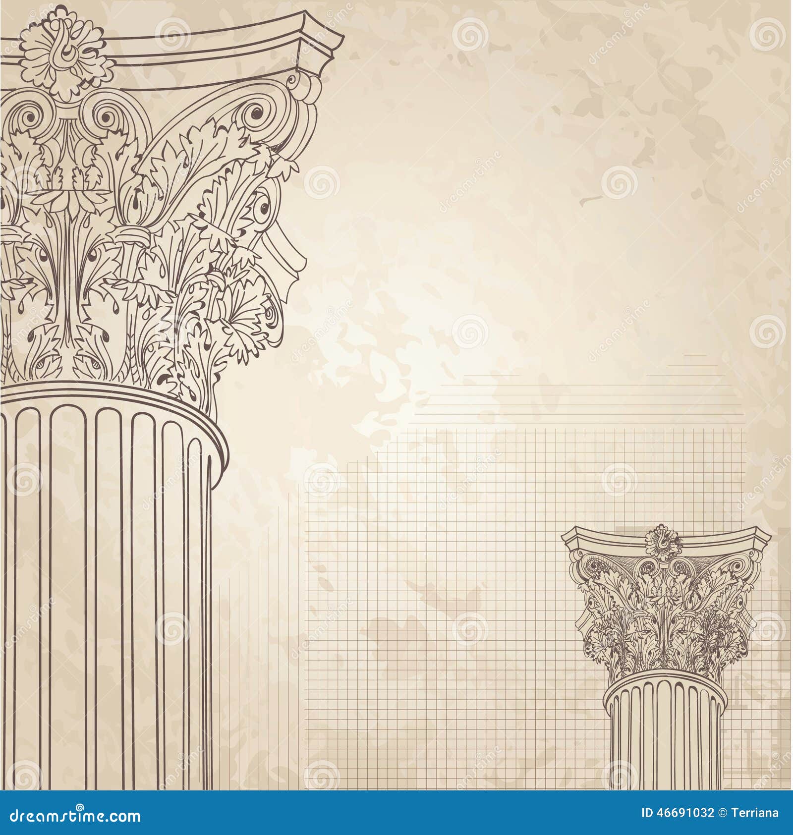 classic columns background roman corinthian column il seamless illustration onold paper design sketch 46691032