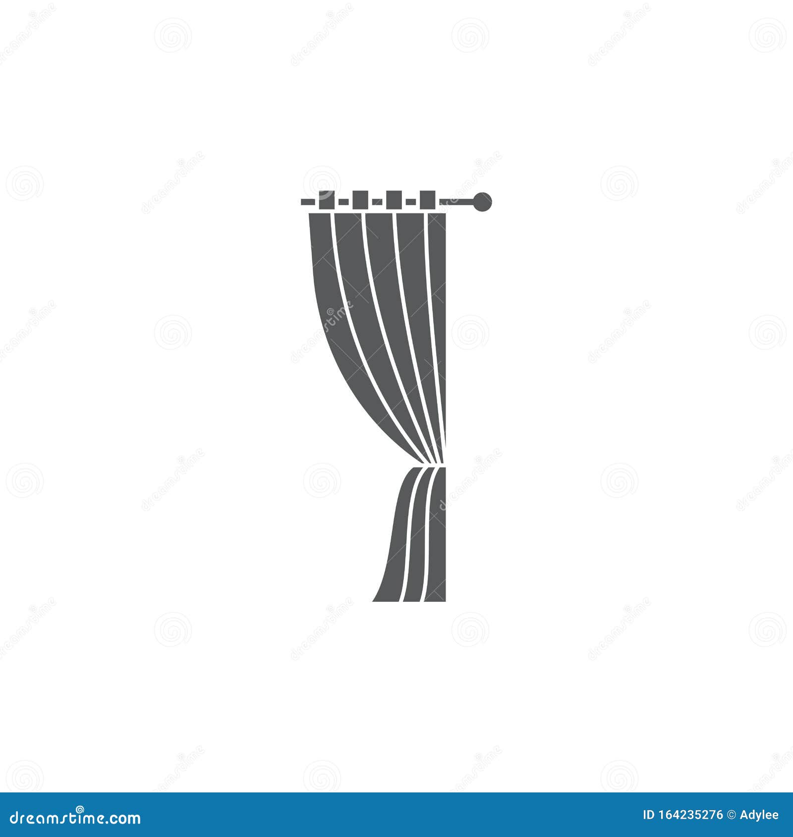 Classic Curtain Vector Icon Symbol Isolated on White Background Stock
