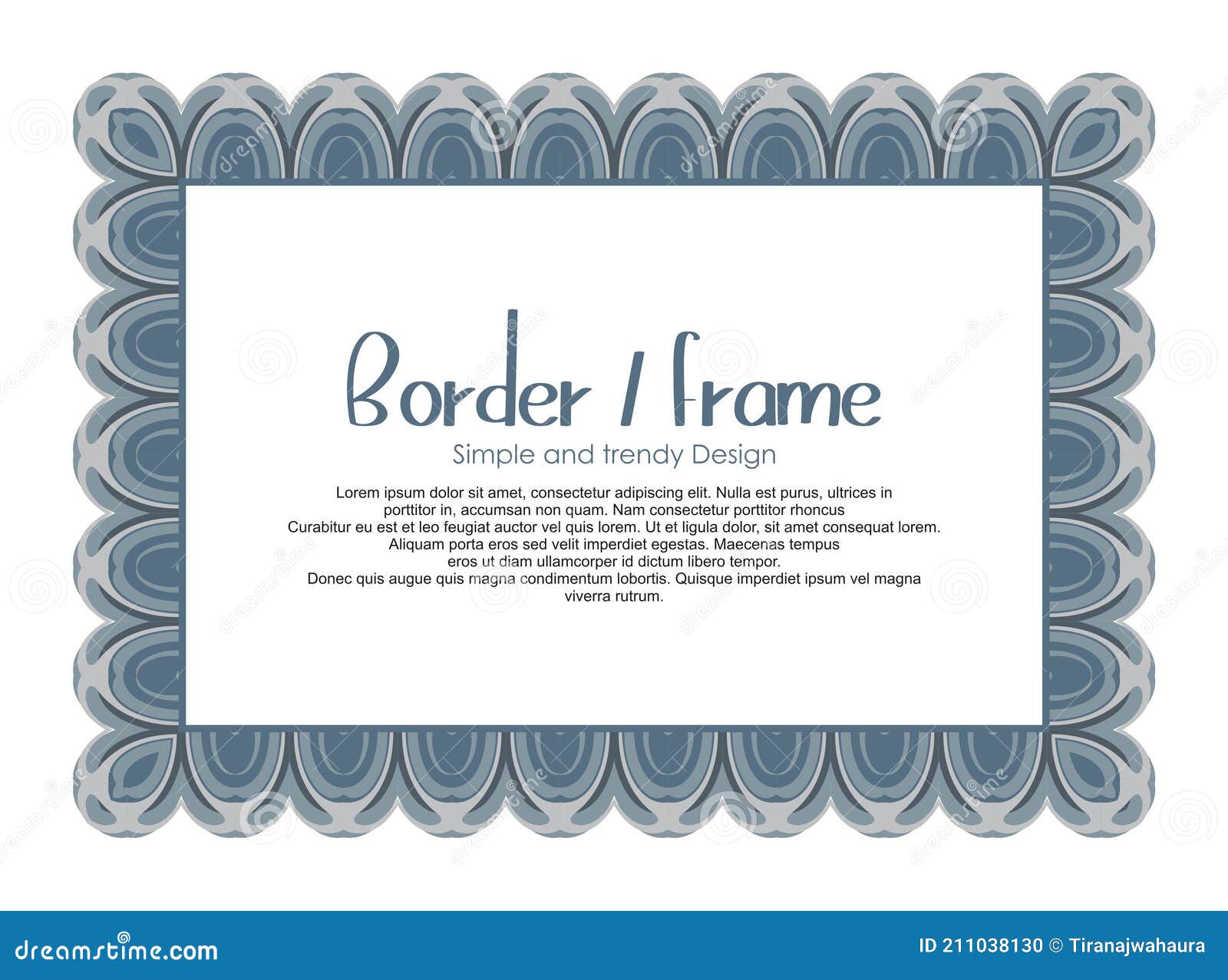 Classic Decorative Frame or Border Vector Design with Blue Color Stock