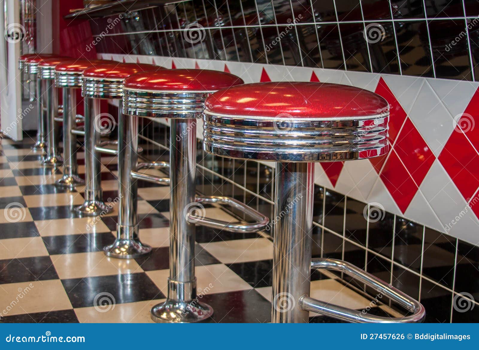 Classic Diner Bar Stools stock photo. Image of business ...