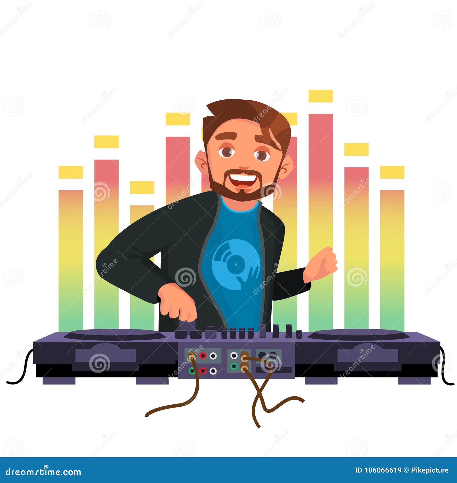 Dj Vector. Playing Disco House Music. Stylish Man. Headphones. Concert  Concept. Flat Cartoon Character Stock Vector - Illustration of playing,  emotional: 106066619