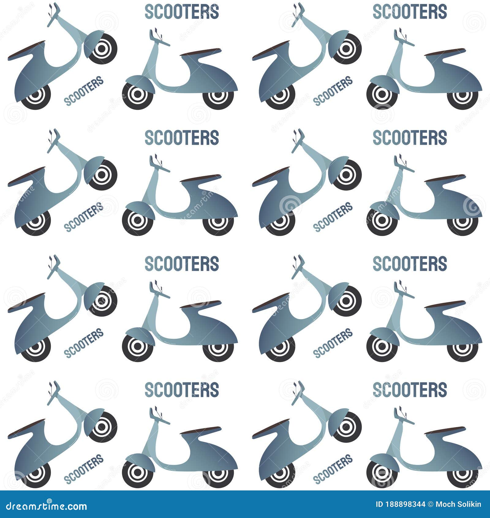 Classic Doodle Scooter Patterns With Colorful Concepts. Vector Scooter