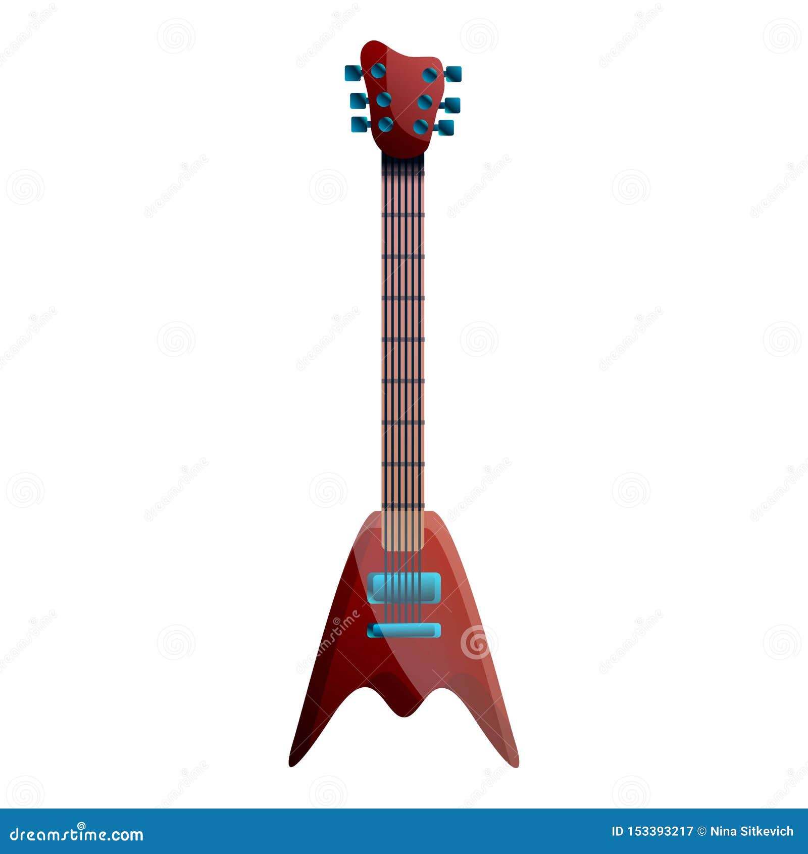Classic Electric Guitar Icon, Cartoon Style Stock Vector - Illustration