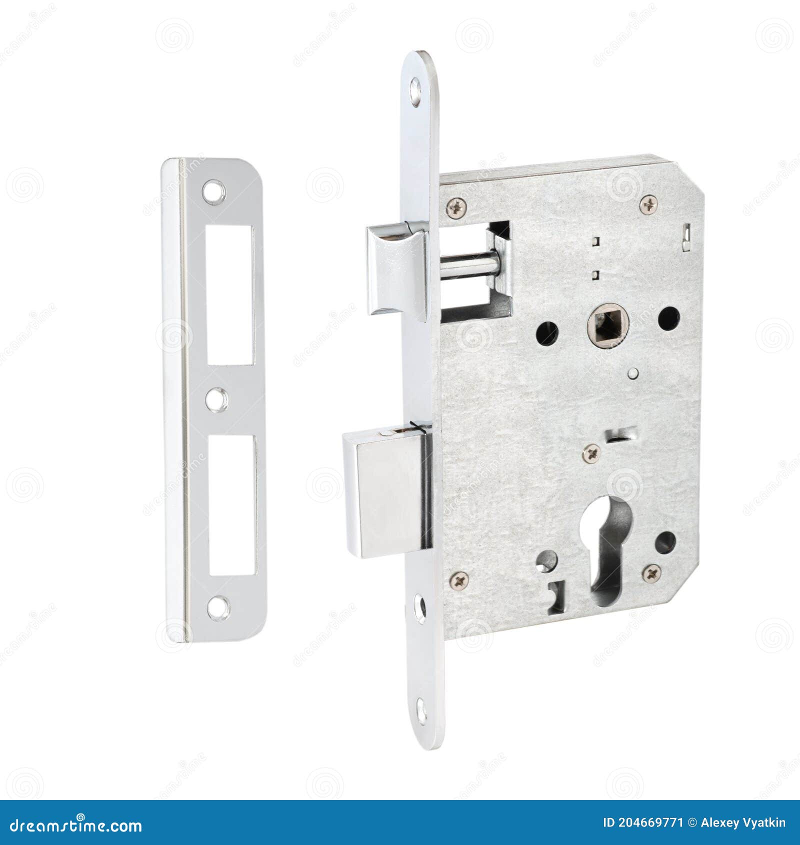 Classic External Mortise Lock with Steelcolored Latch and Strike Plate
