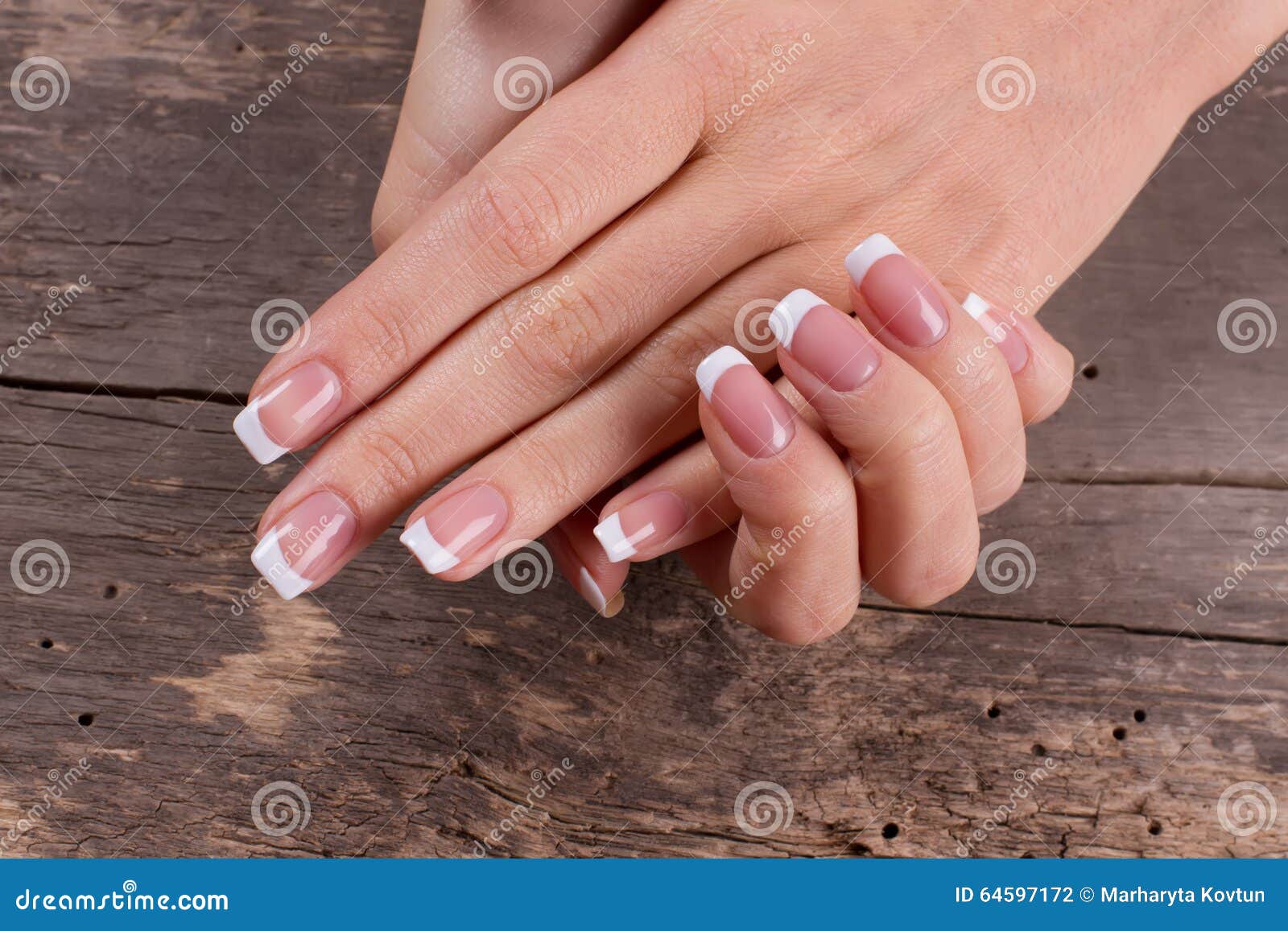 Classic French manicure. stock photo. Image of enamel - 64597172