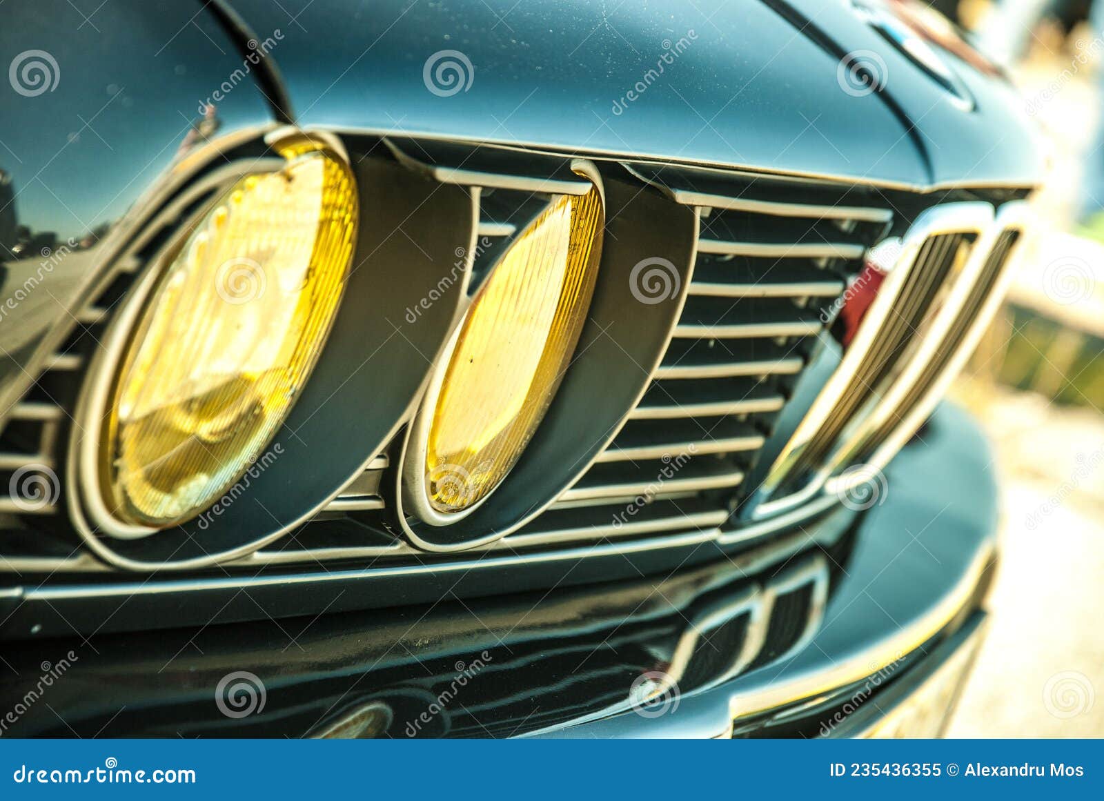 Classic Front Yellow Headlights on a BMW E30 Editorial Image Image of
