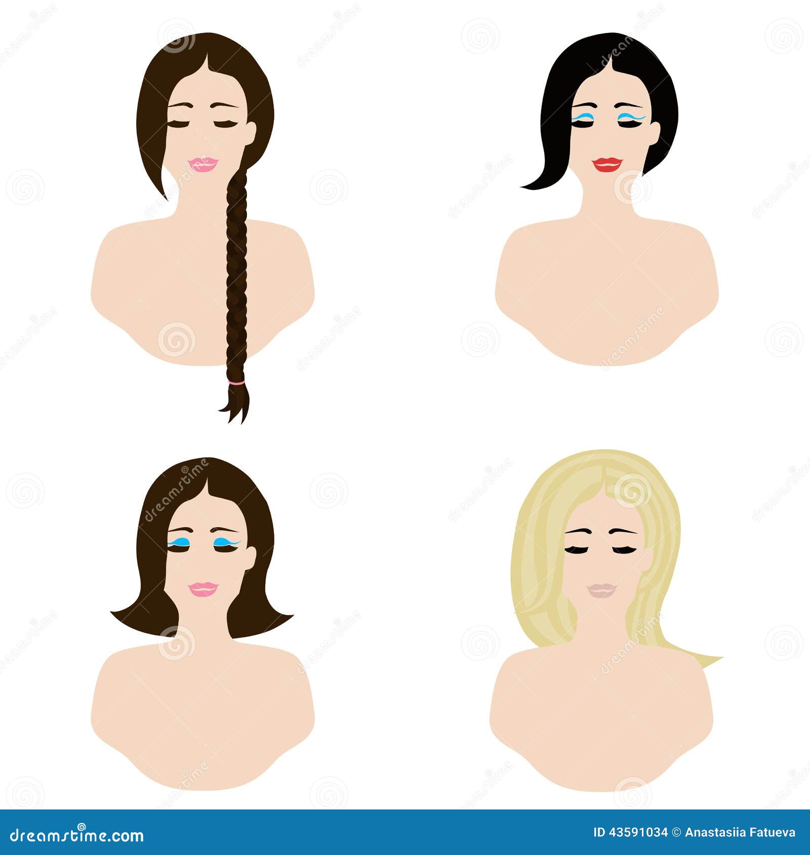Classic hairstyles stock vector. Illustration of fashion 43591034
