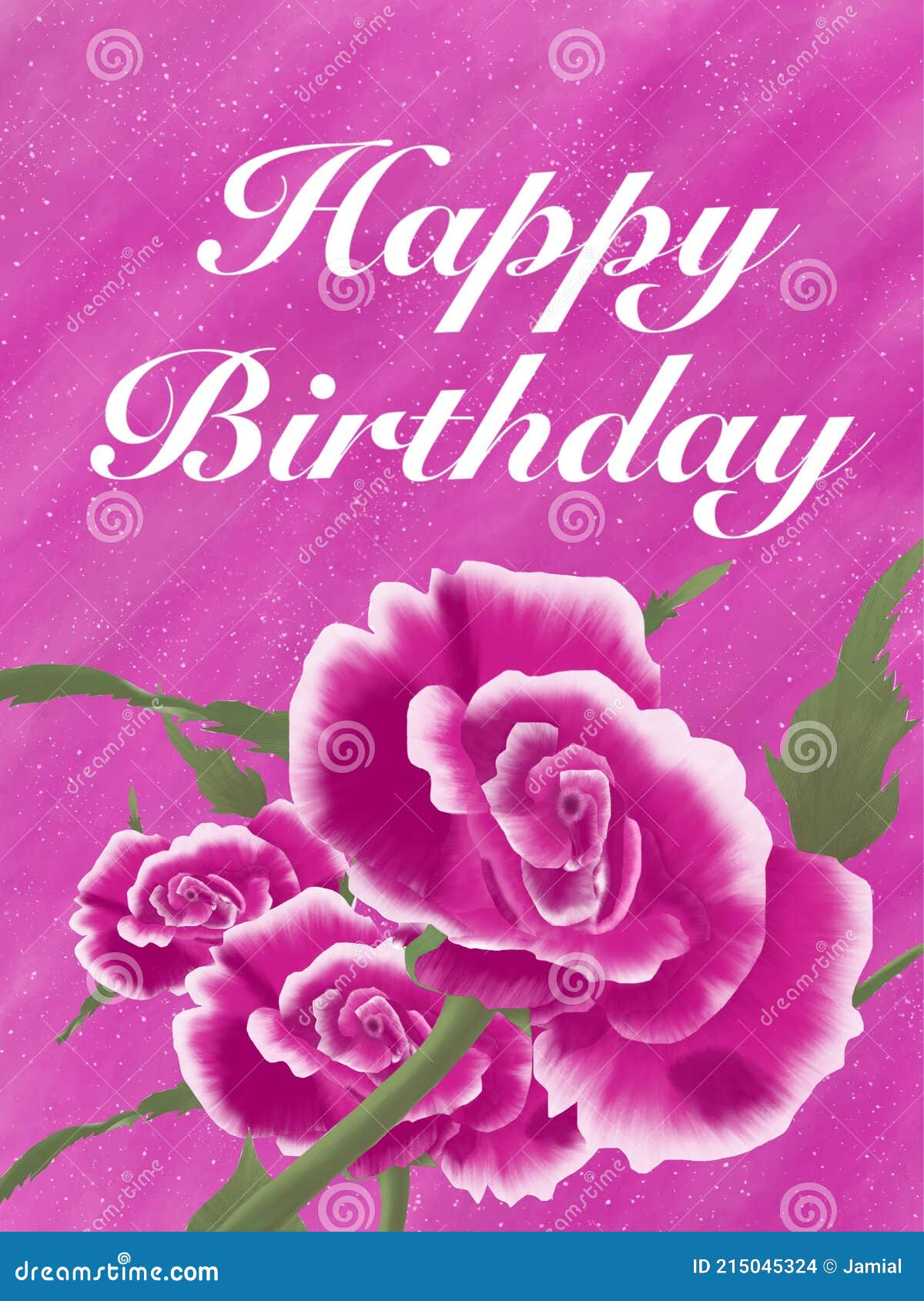 Classic Happy Birthday Greeting Card with Three Unique Roses Stock ...