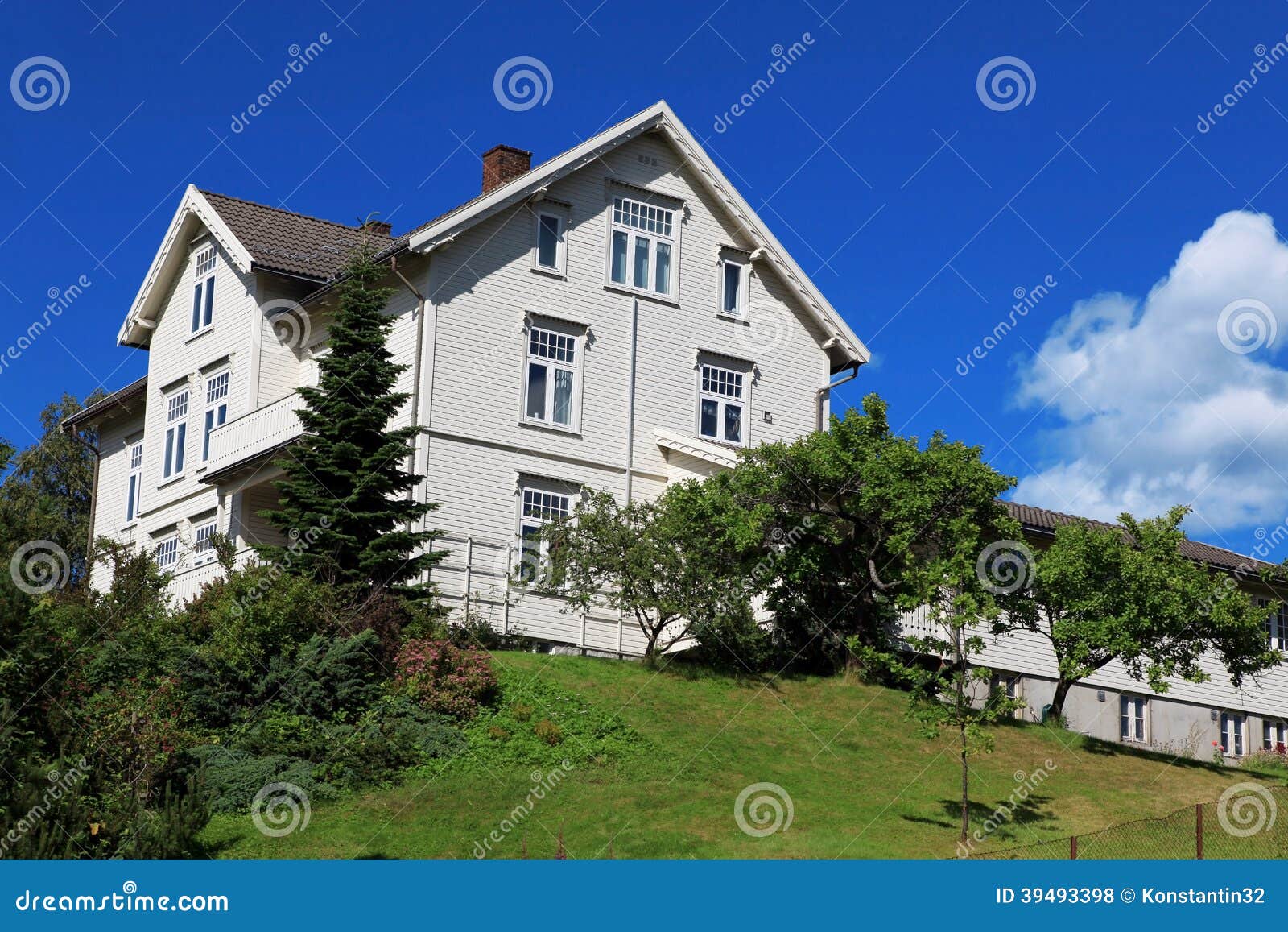 Classic House in Trondheim, Norway Stock Photo Image of clear, blue