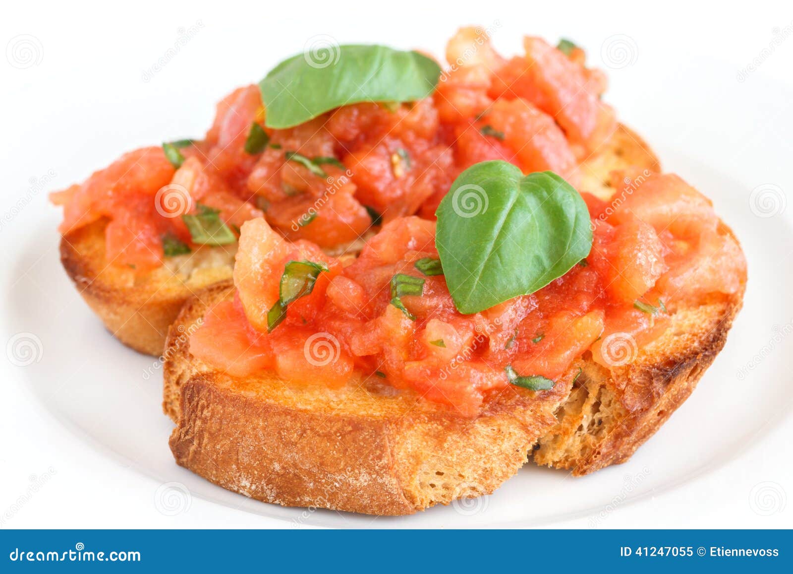 Classic Italian Bruschetta with Tomato and Basil Stock Image Image of