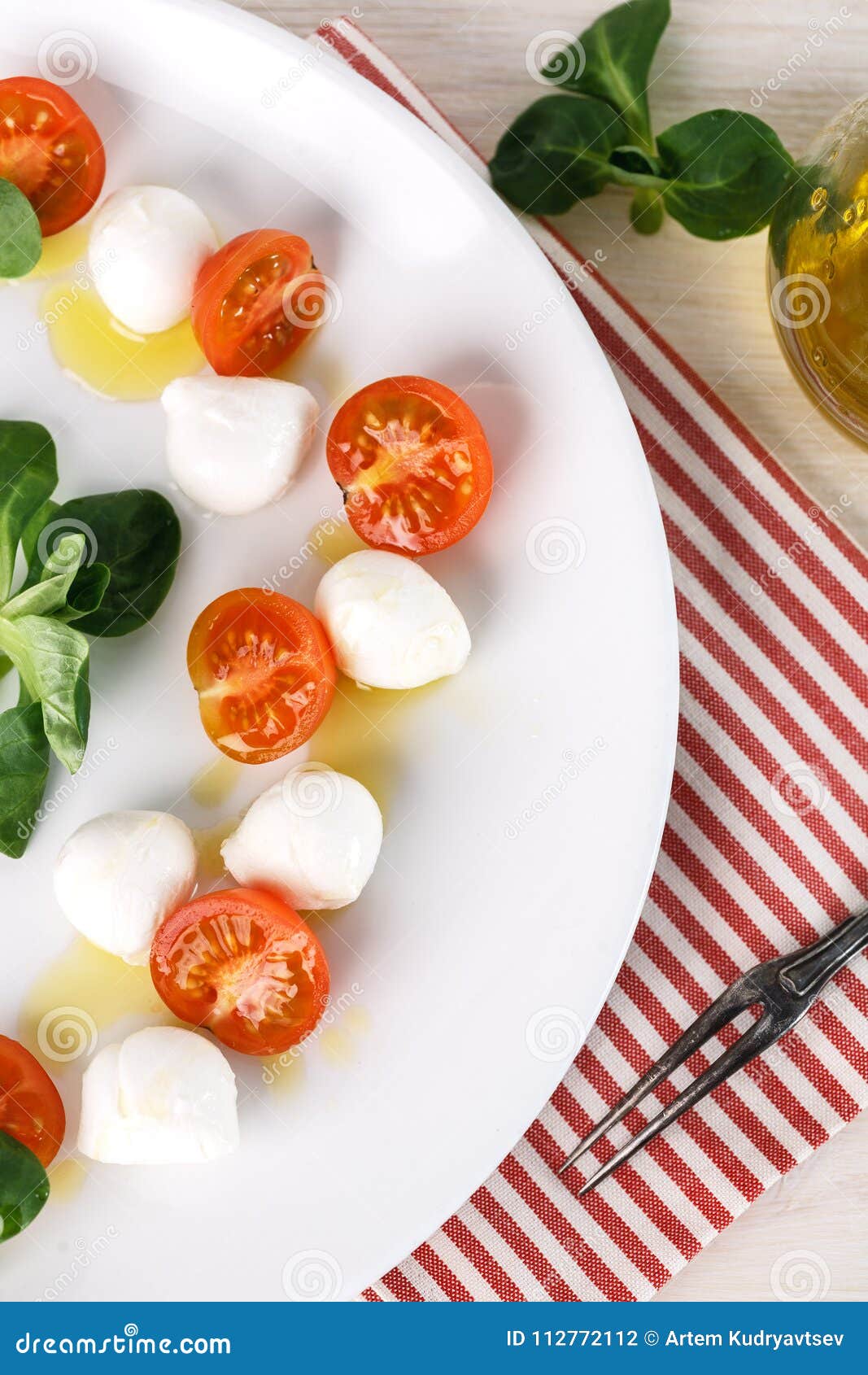 Classic Italian Caprese Salad Stock Photo - Image of closeup, fork ...