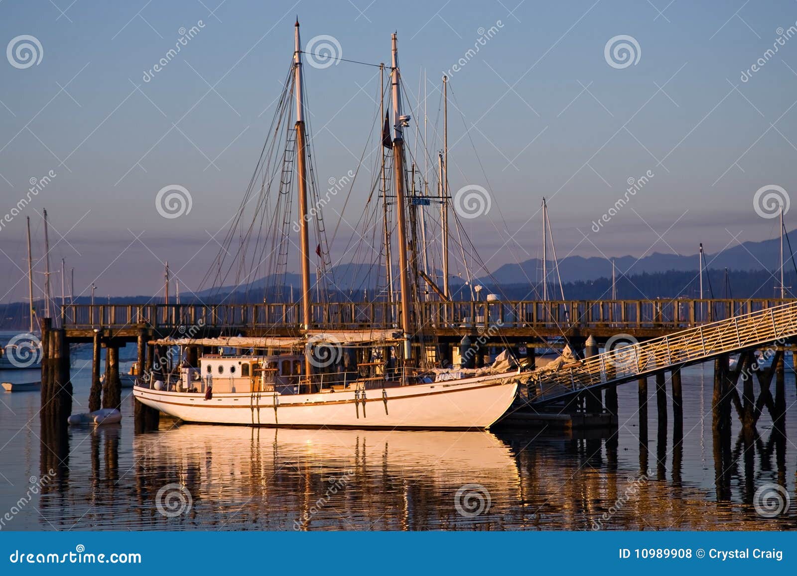 Classic Large Wooden Schooner Sailboat Royalty Free Stock Photos