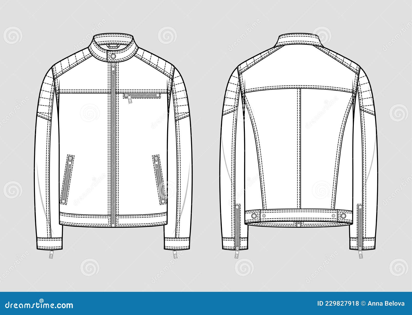 Leather Jacket Technical Fashion Illustration. Biker Jacket Fashion ...