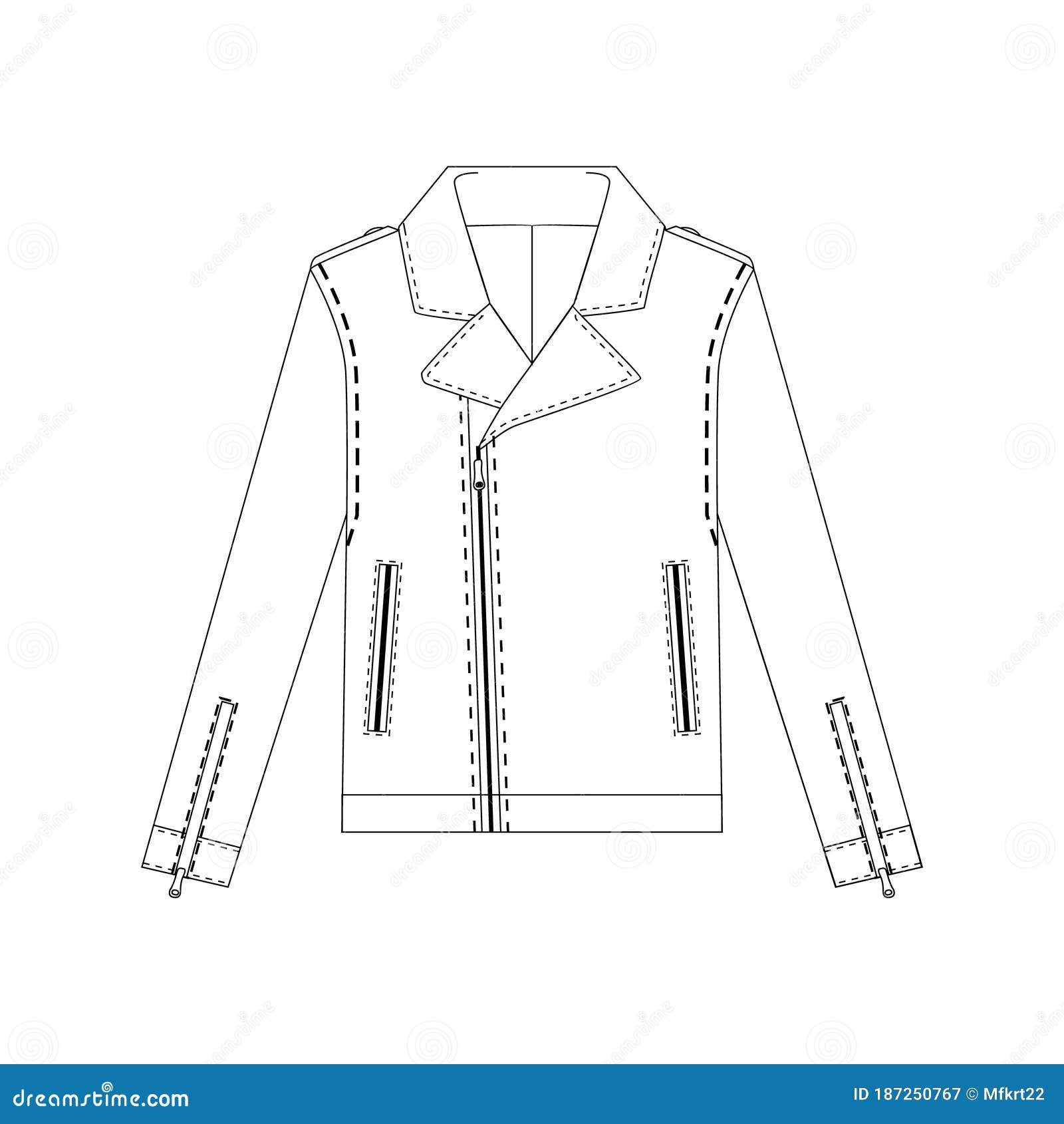 Classic Leather Motorcycle Jacket Template Clip Art Collection Stock ...