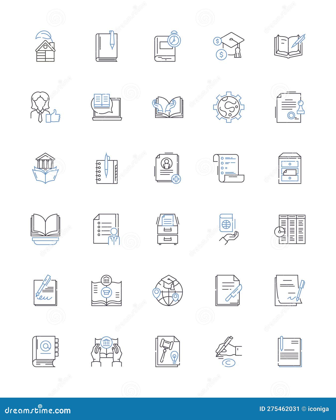 classic literature line icons collection. novel, prose, poem, fable, allegory, satire, tragedy  and linear