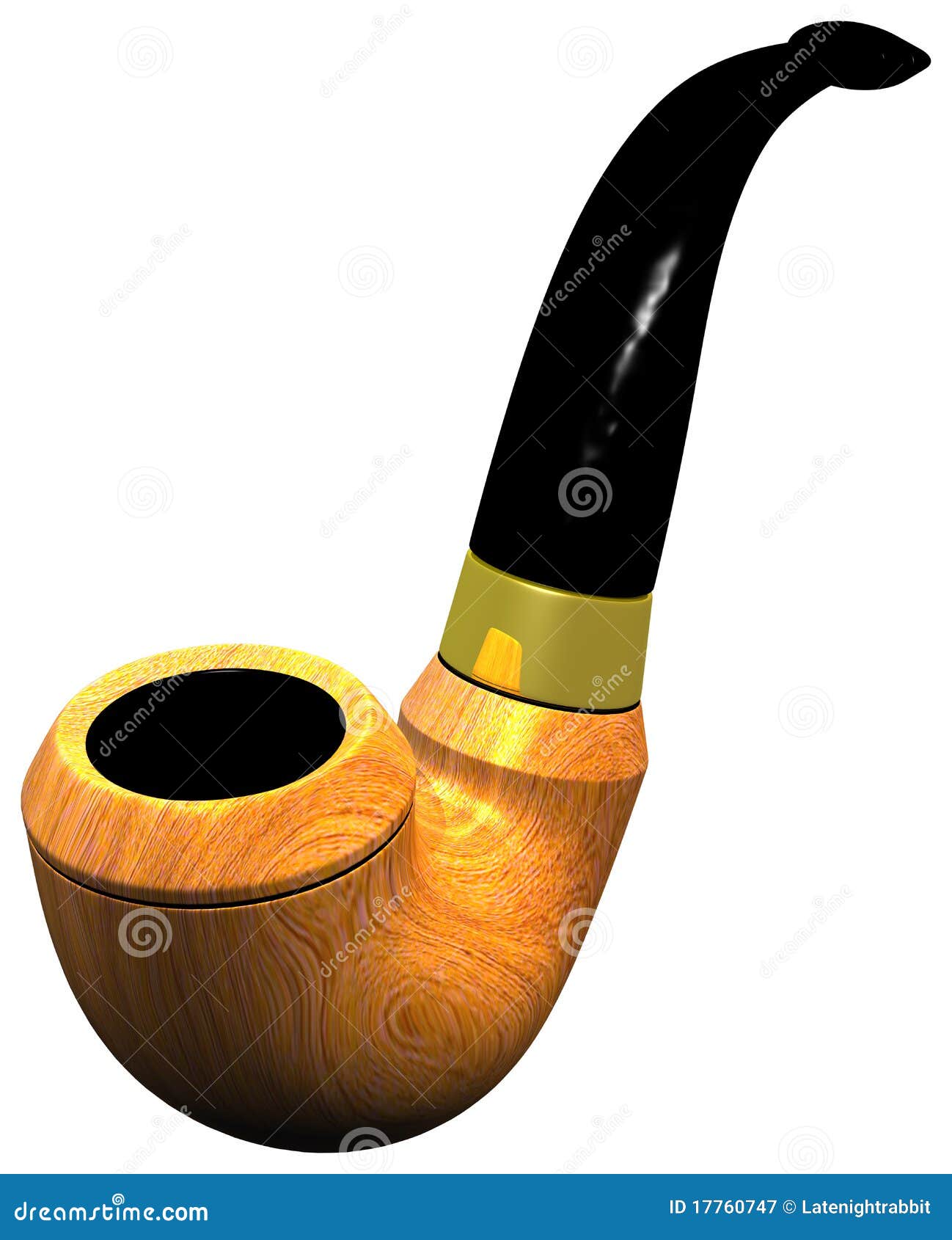 A Classic Mahogany Wood Pipe with Blacklassic Pipe Stock Illustration