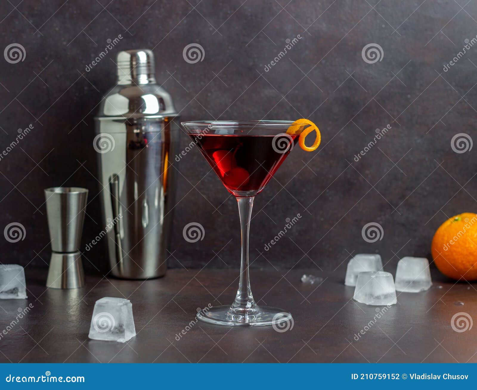 Classic Manhattan Cocktail. Alcoholic Beverages. Bar. Restaurant Stock