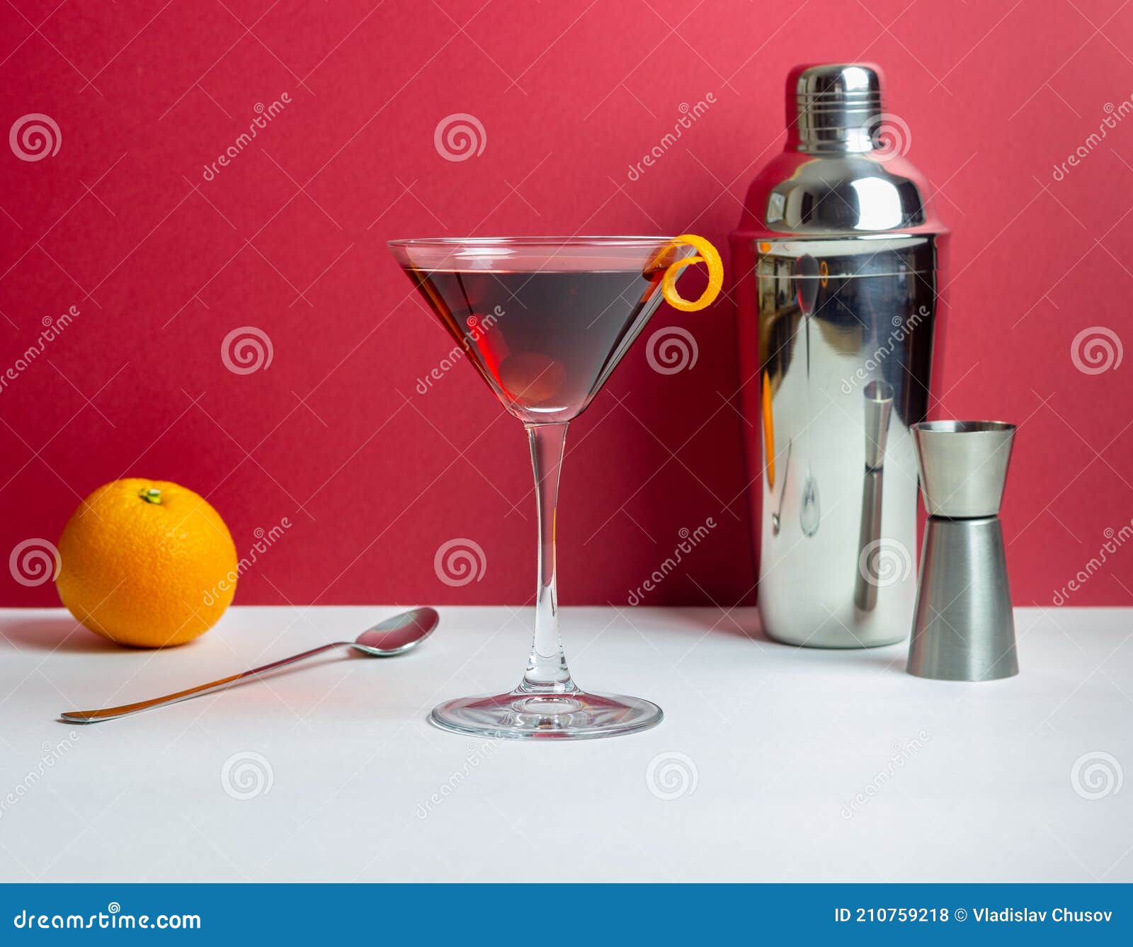 Classic Manhattan Cocktail. Alcoholic Beverages. Bar. Restaurant Stock