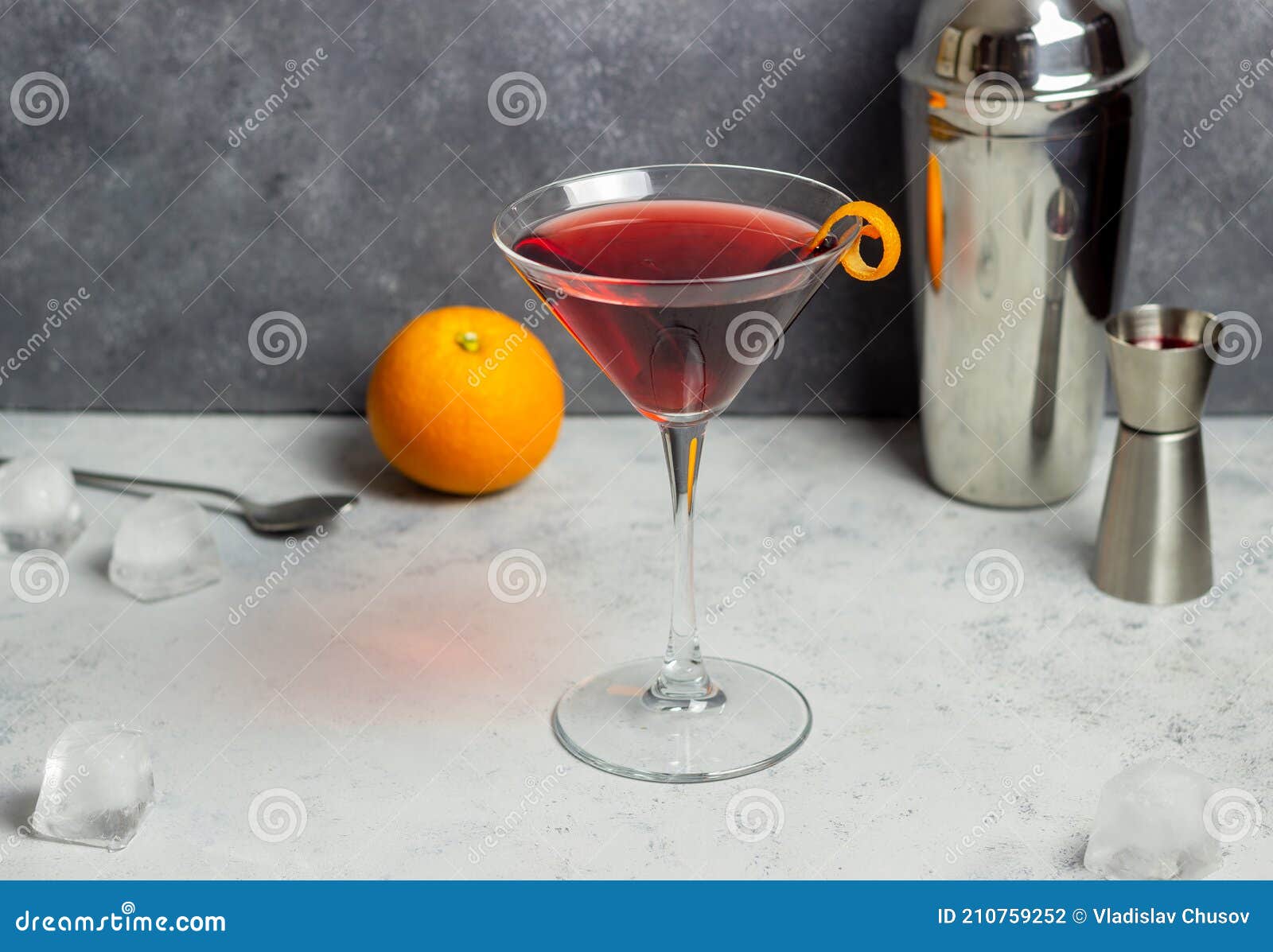 Classic Manhattan Cocktail. Alcoholic Beverages. Bar. Restaurant Stock