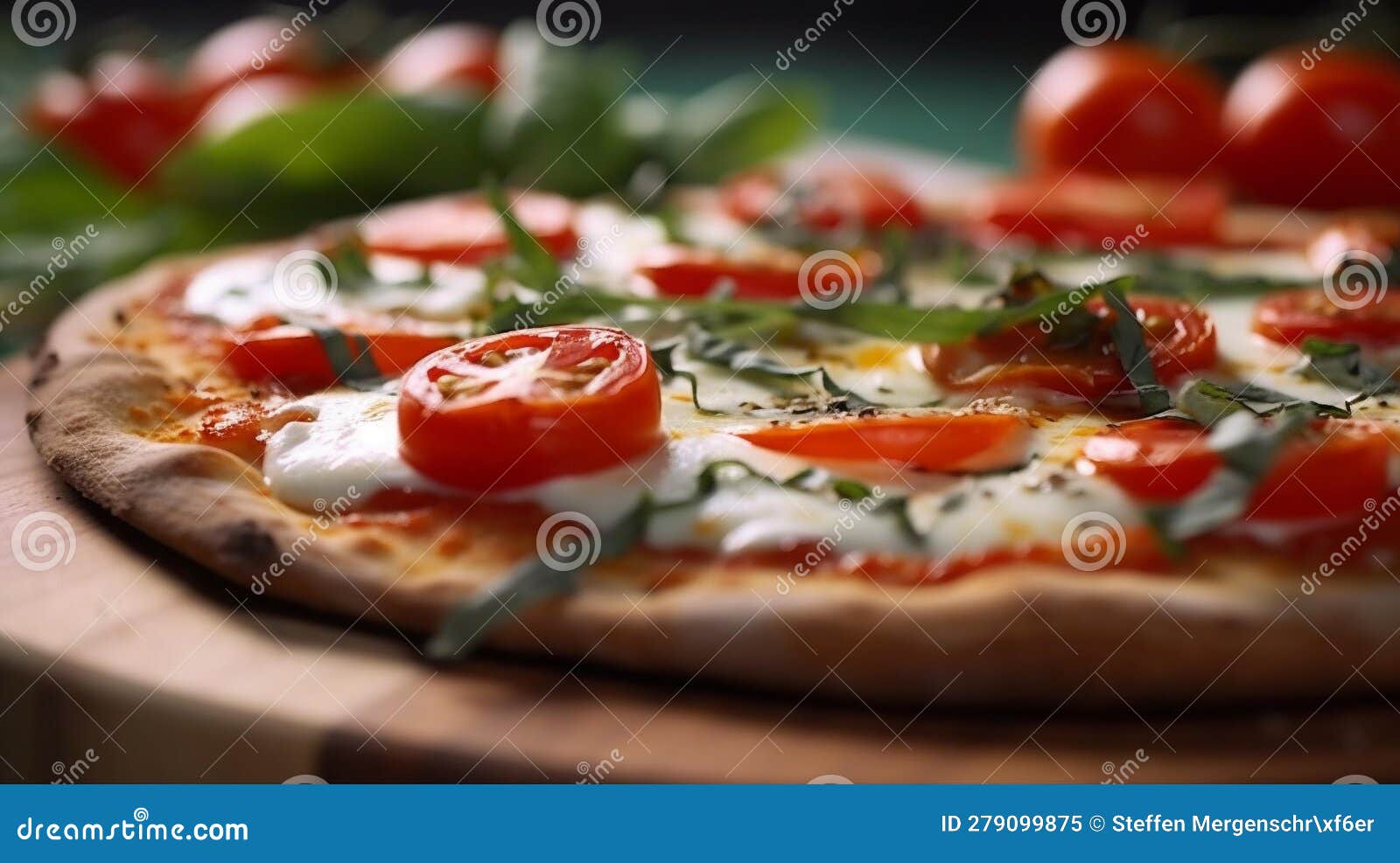 Classic Margherita Pizza with Fresh Tomatoes and Basil Stock