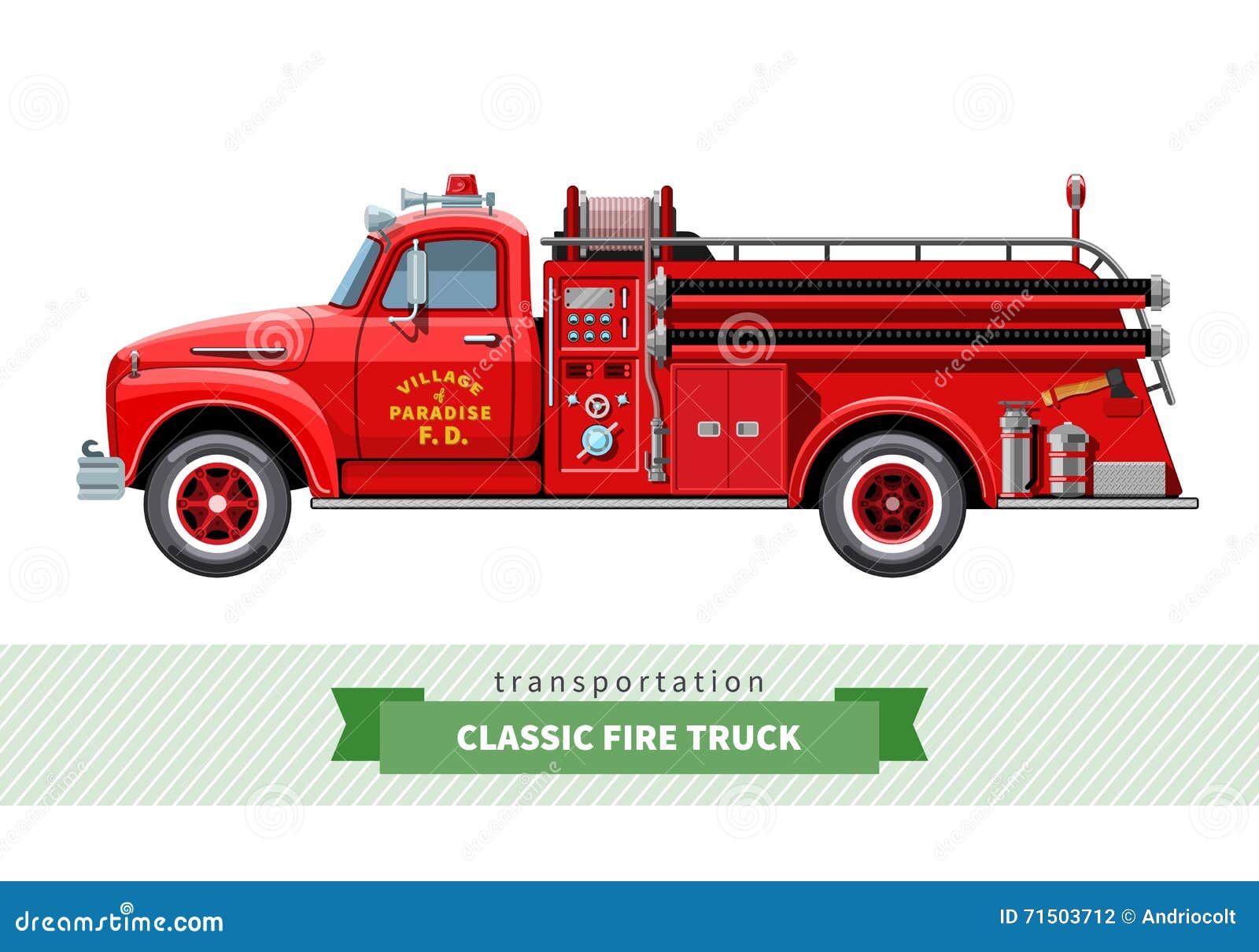 Classic Medium Duty Delivery Truck Front Side View Cartoon Vector