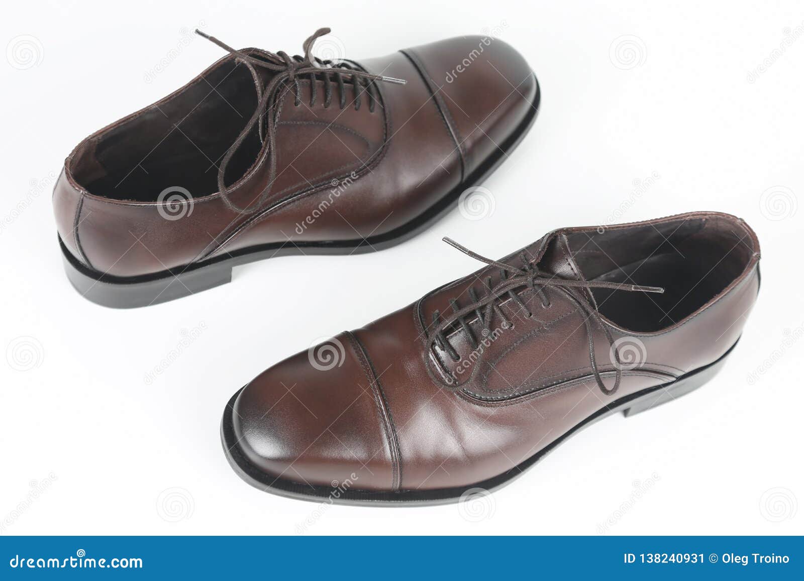 Classic Men`s Brown Leather Shoes on White Background Stock Image ...