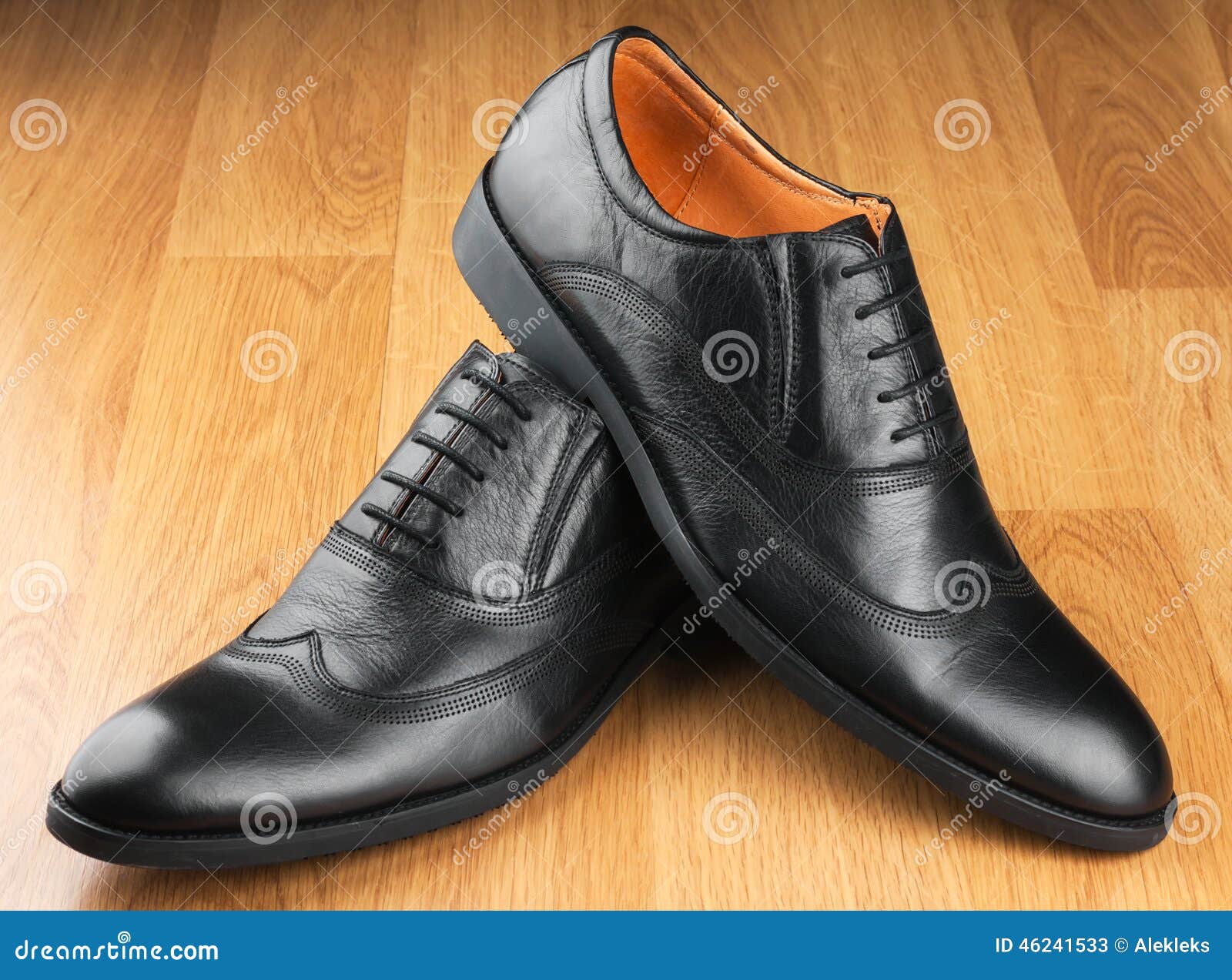Classic Men S Shoes Stand on the Wooden Floor Stock Image - Image of ...