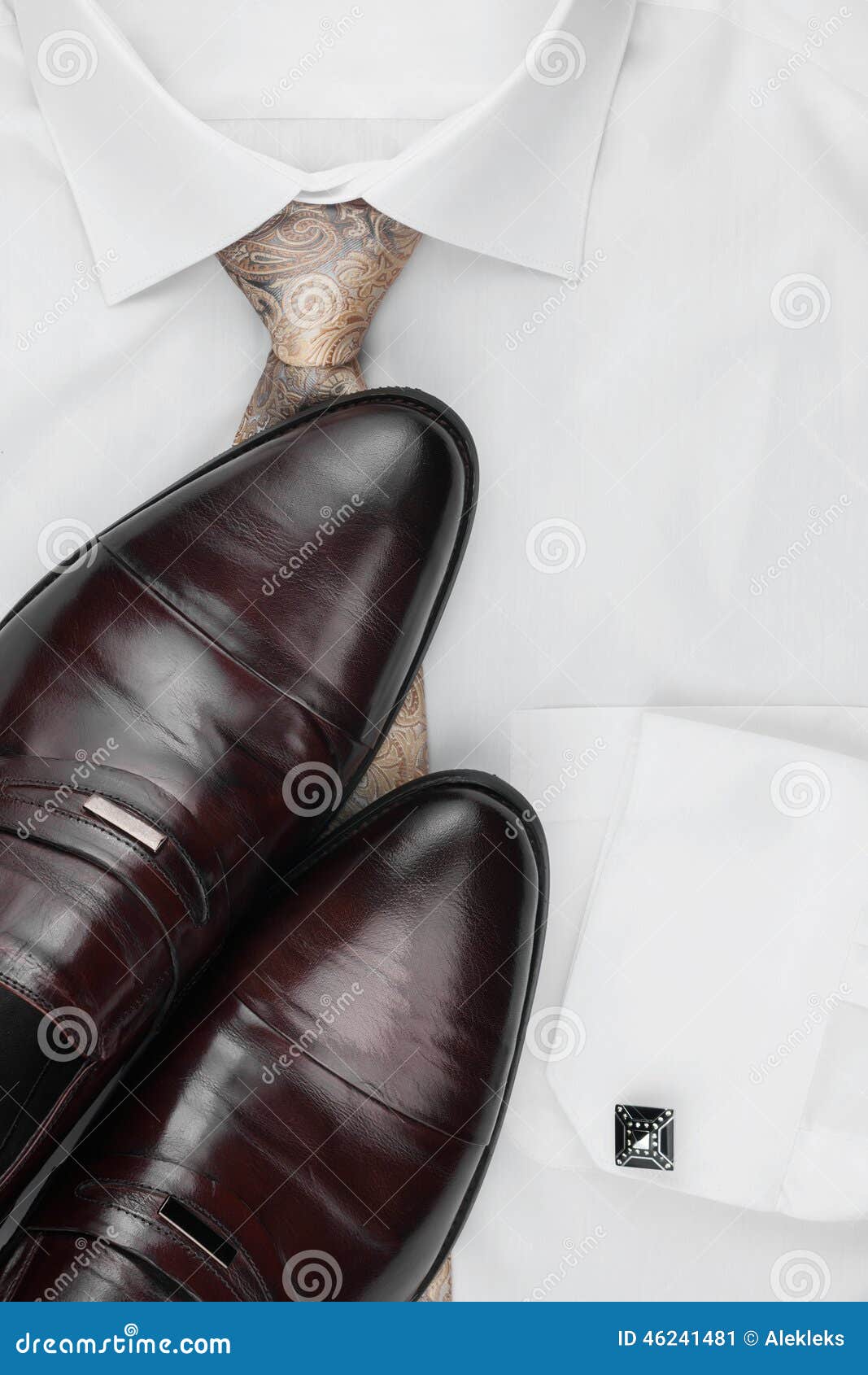 Classic Men S Shoes, Tie on a White Shirt Stock Image - Image of ...