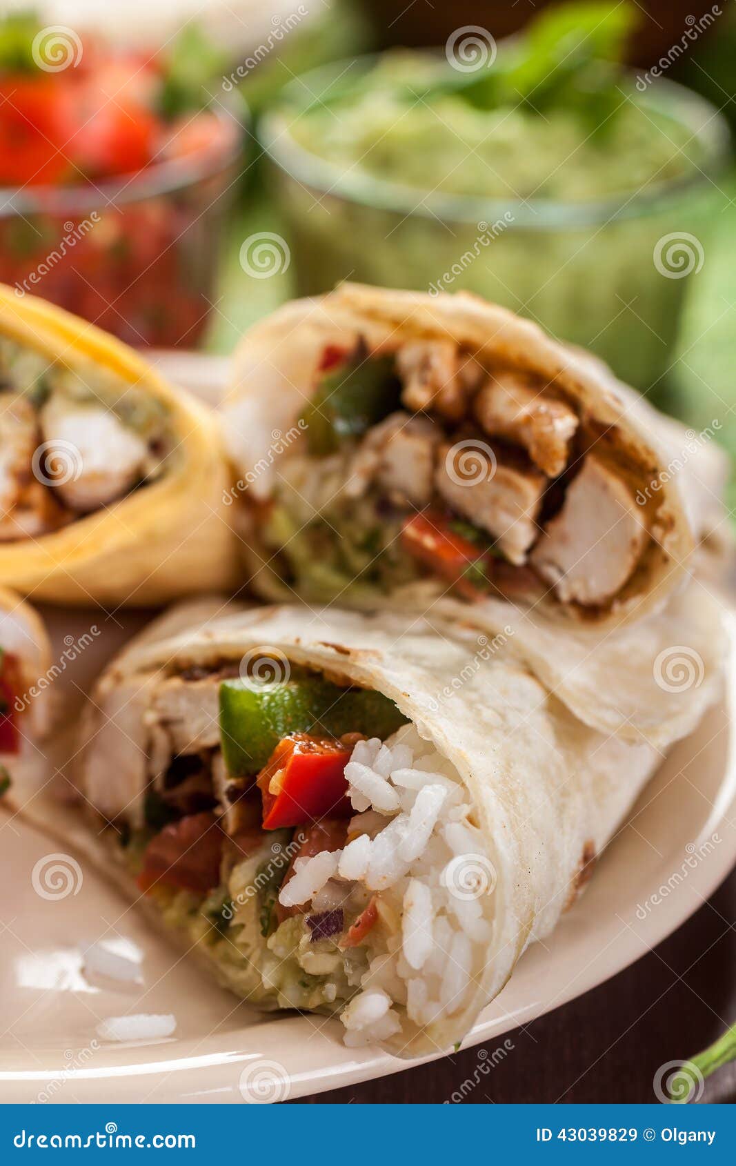 Classic Mexican Burritos stock image. Image of guacamole 43039829