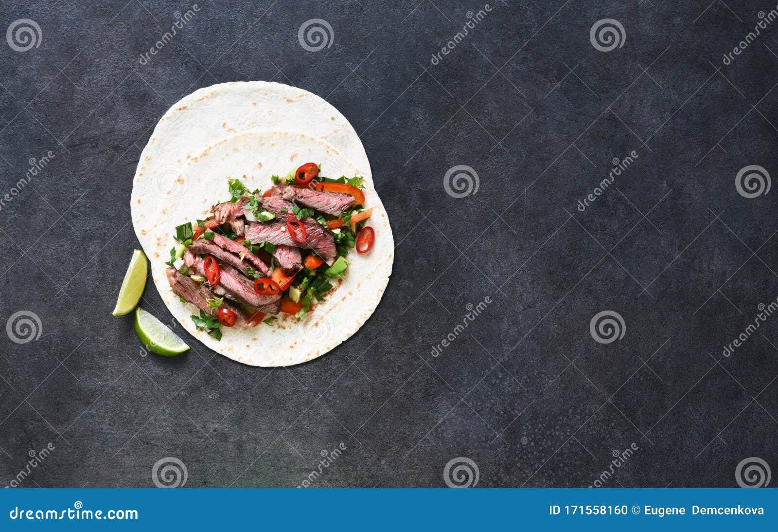 Classic Mexican Dish - Corn Tortilla with Vegetables Stock Photo