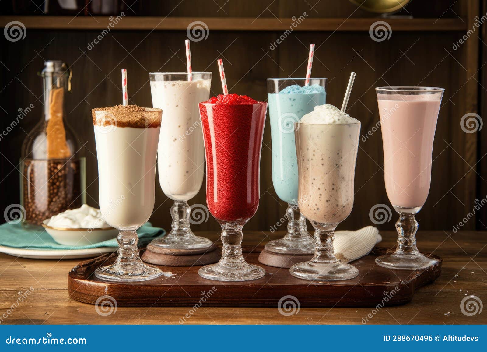 Classic Milkshake Mixers and Soda Glasses Stock Photo Image of diner