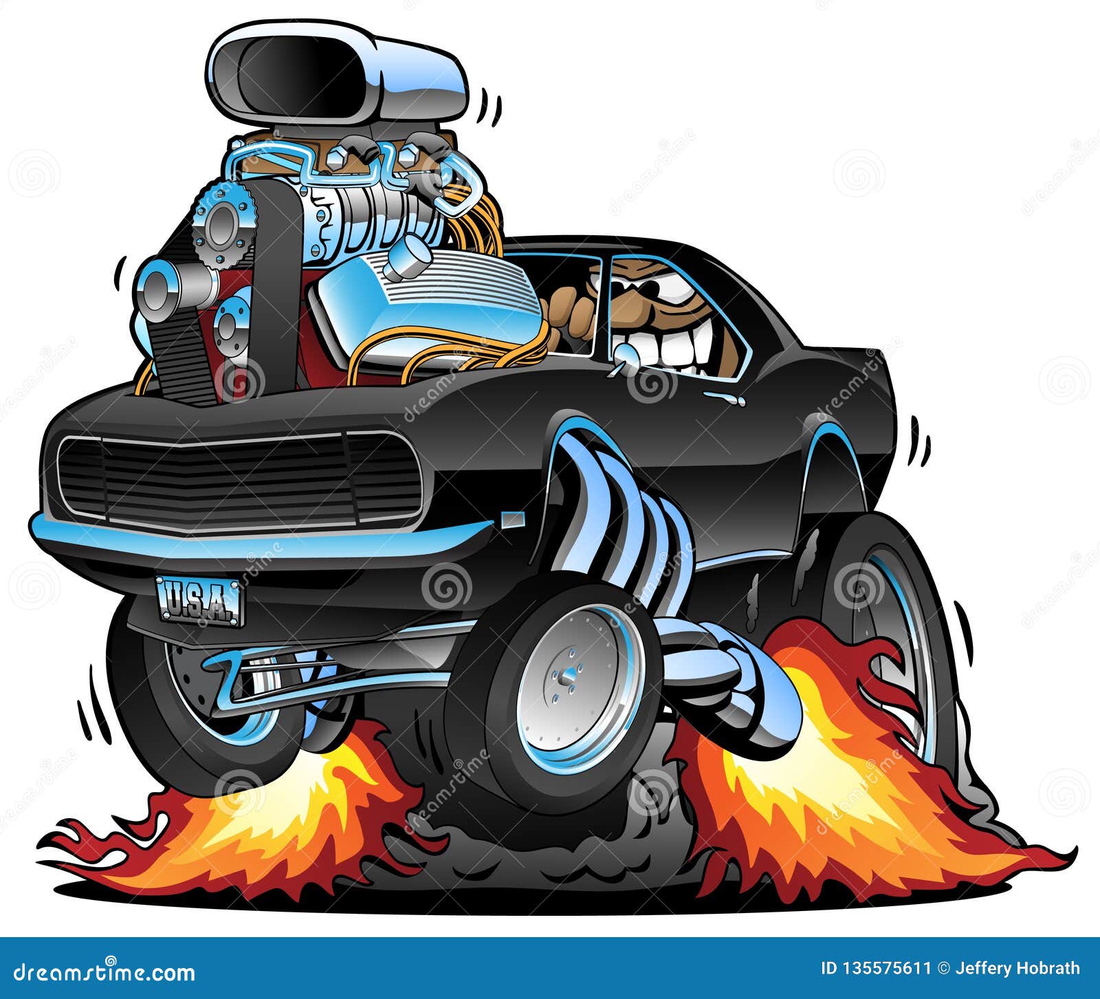 Classic hot rod fifties muscle car with cool couple cartoon Coffee Mug by  hobrath