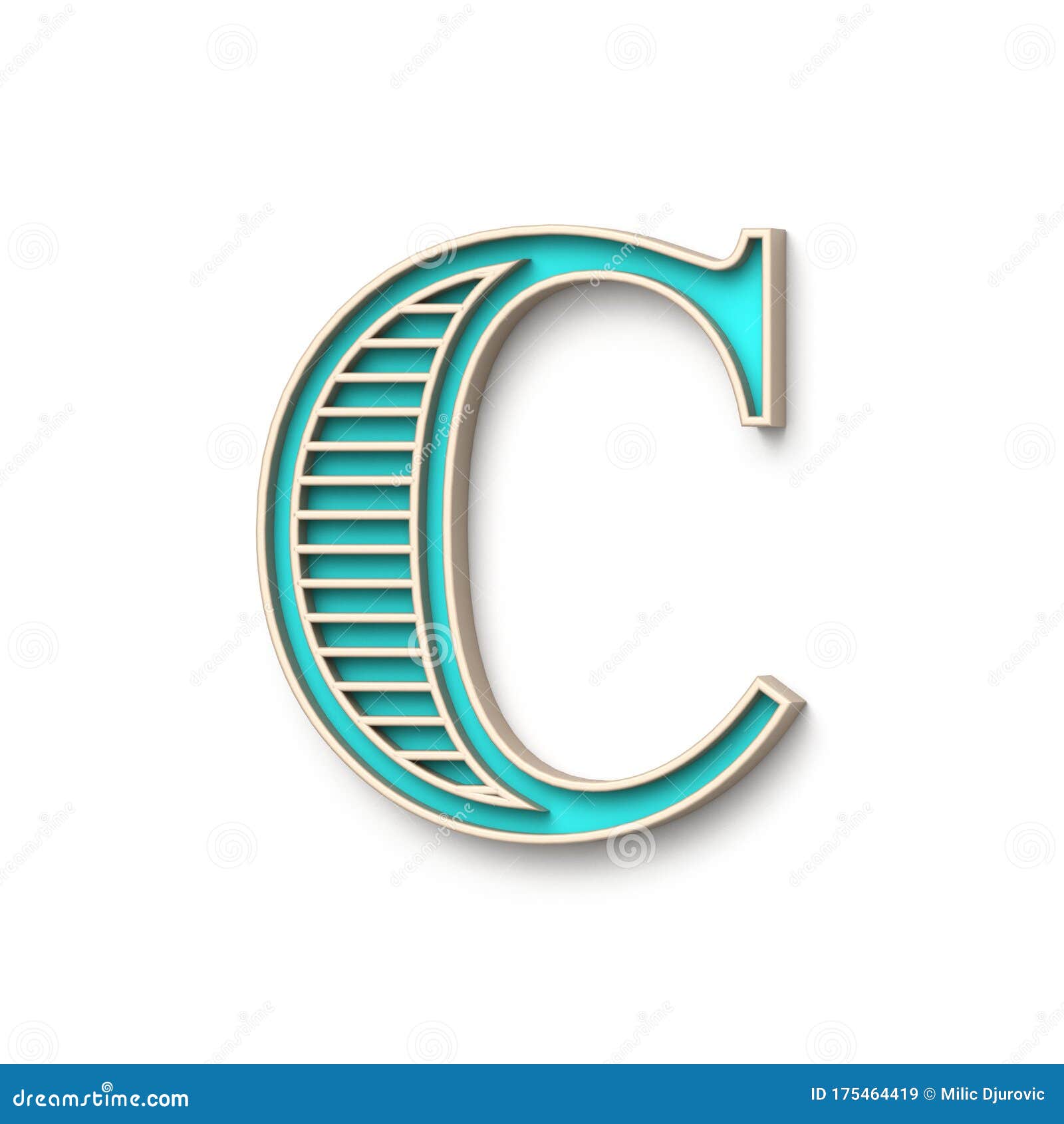 Classic Old Fashioned Font Letter C 3D Stock Illustration ...