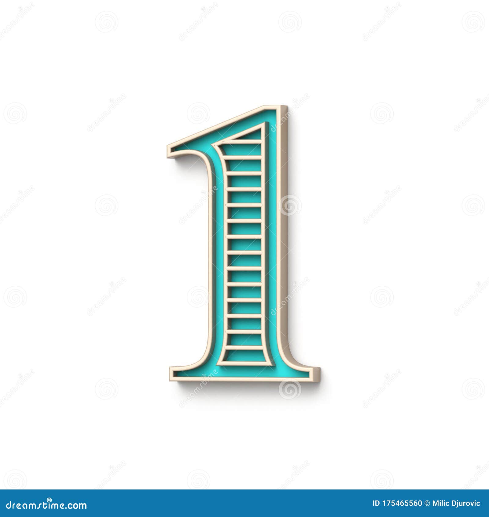 Classic Old Fashioned Font Number 1 ONE 3D Stock Illustration