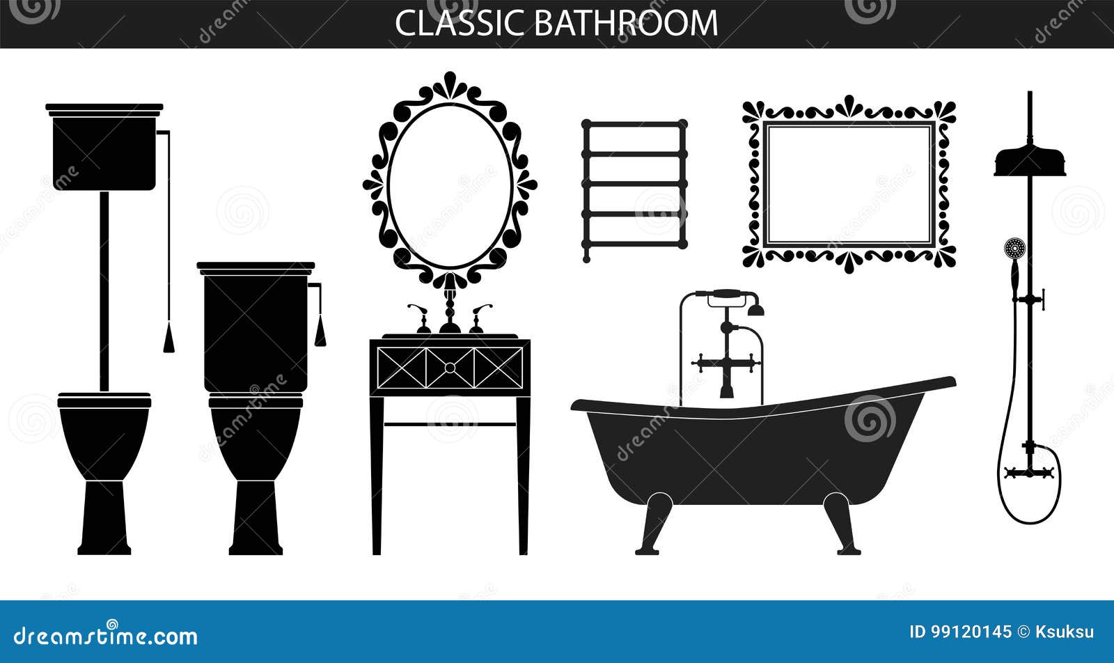 Download Classic Old Style Furniture For The Bathroom. Stock Vector ...