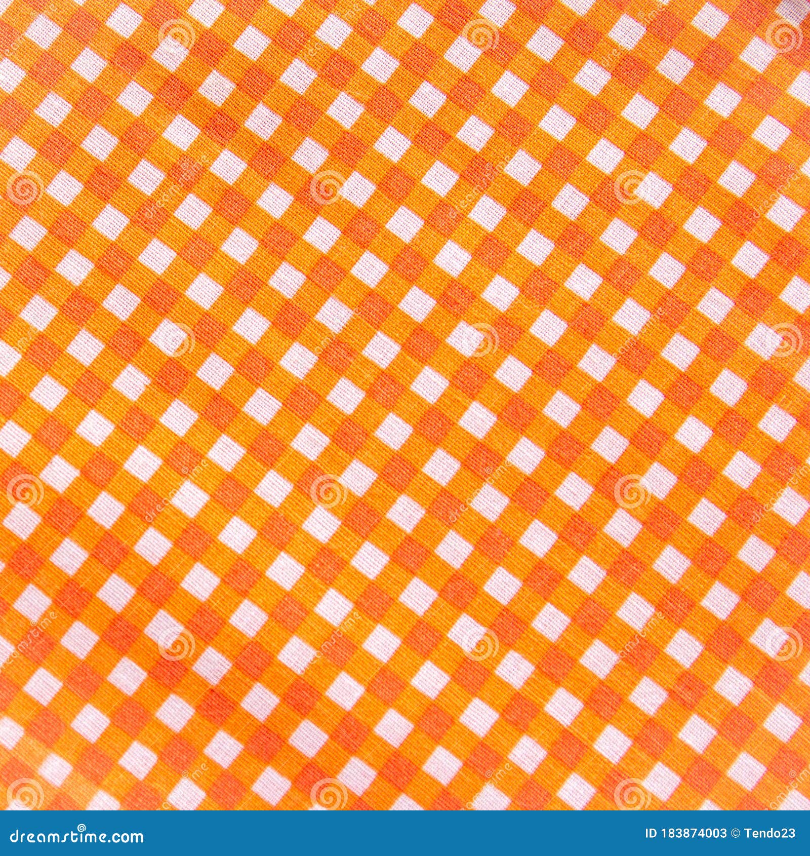 Classic Orange Plaid Fabric Or Tablecloth Texture Stock Image - Image