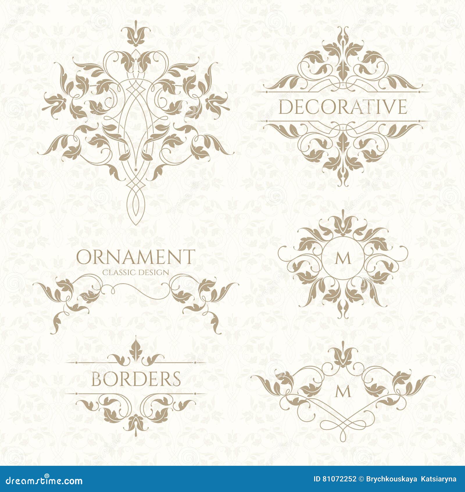 Seamless Vintage Pattern Golden Decorative Rosettes Stock Vector