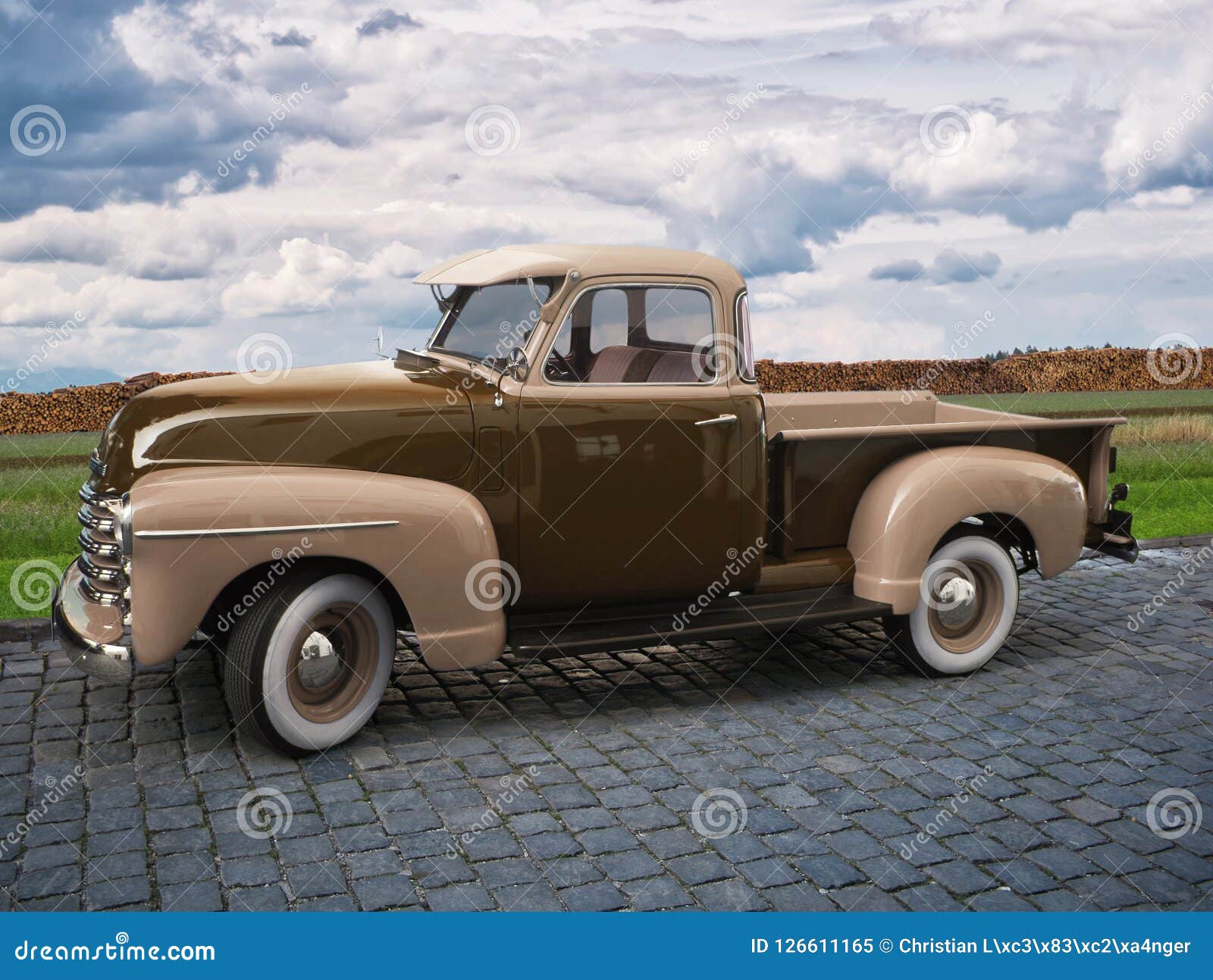 Classic Pick-up Oldtimer In Brown On Pavement Stock Image ...