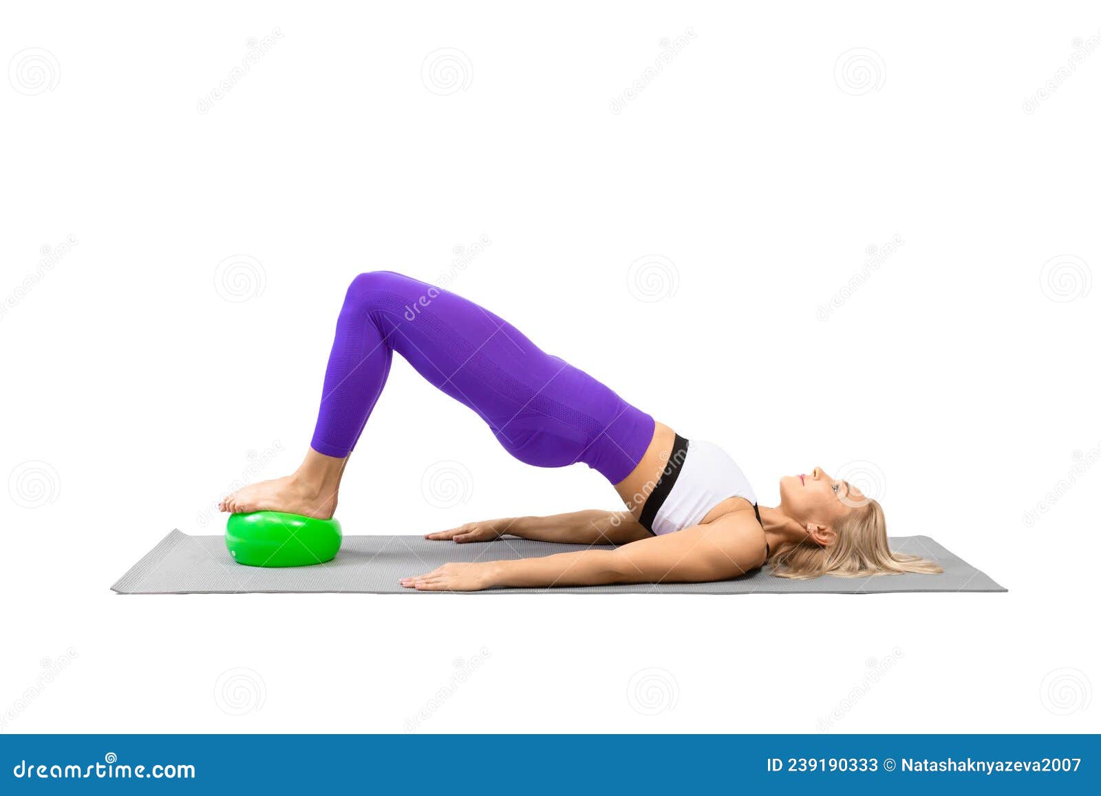 Classic Pilates with Props. Athletic Woman Practice Shoulder