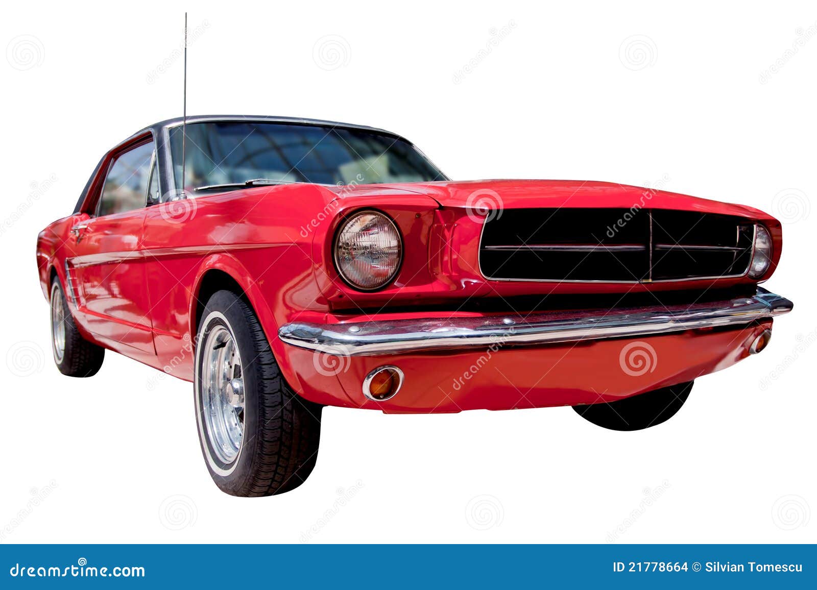 classic red american muscle car  on white